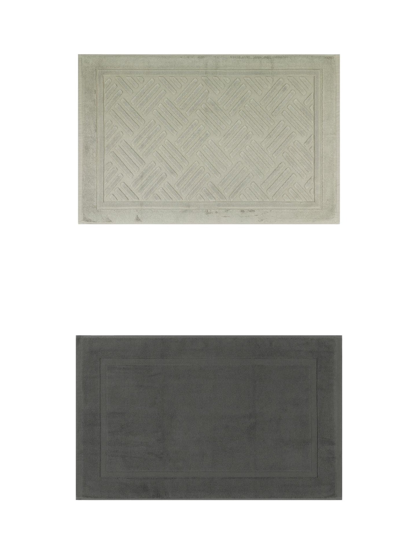 Unique Bargains 2 Pcs Cotton Banded Reversible Soft Bath Rug Grey/Green 16" x 24"