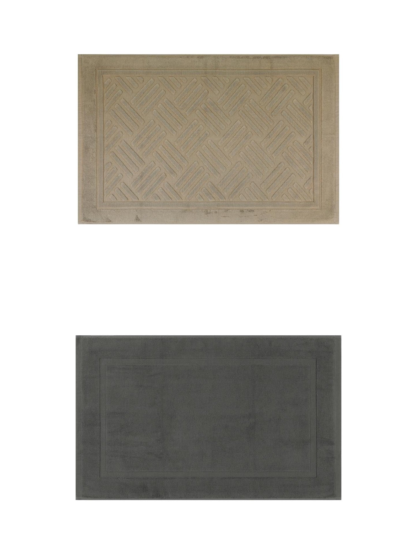 Unique Bargains 2 Pcs Cotton Banded Reversible Soft Bath Rug Grey/Khaki 16" x 24"