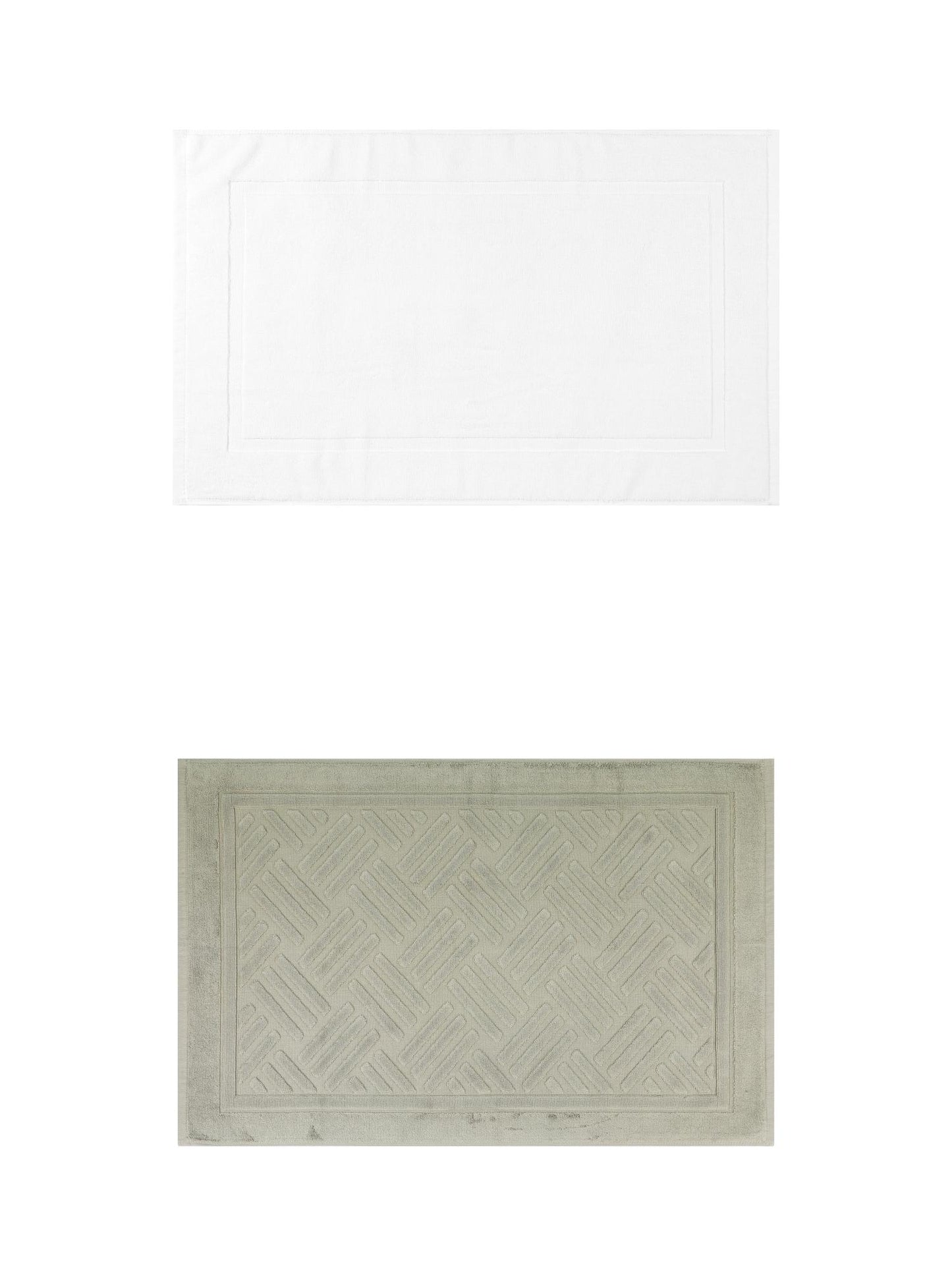 Unique Bargains 2 Pcs Cotton Banded Reversible Soft Bath Rug White/Green 16" x 24"