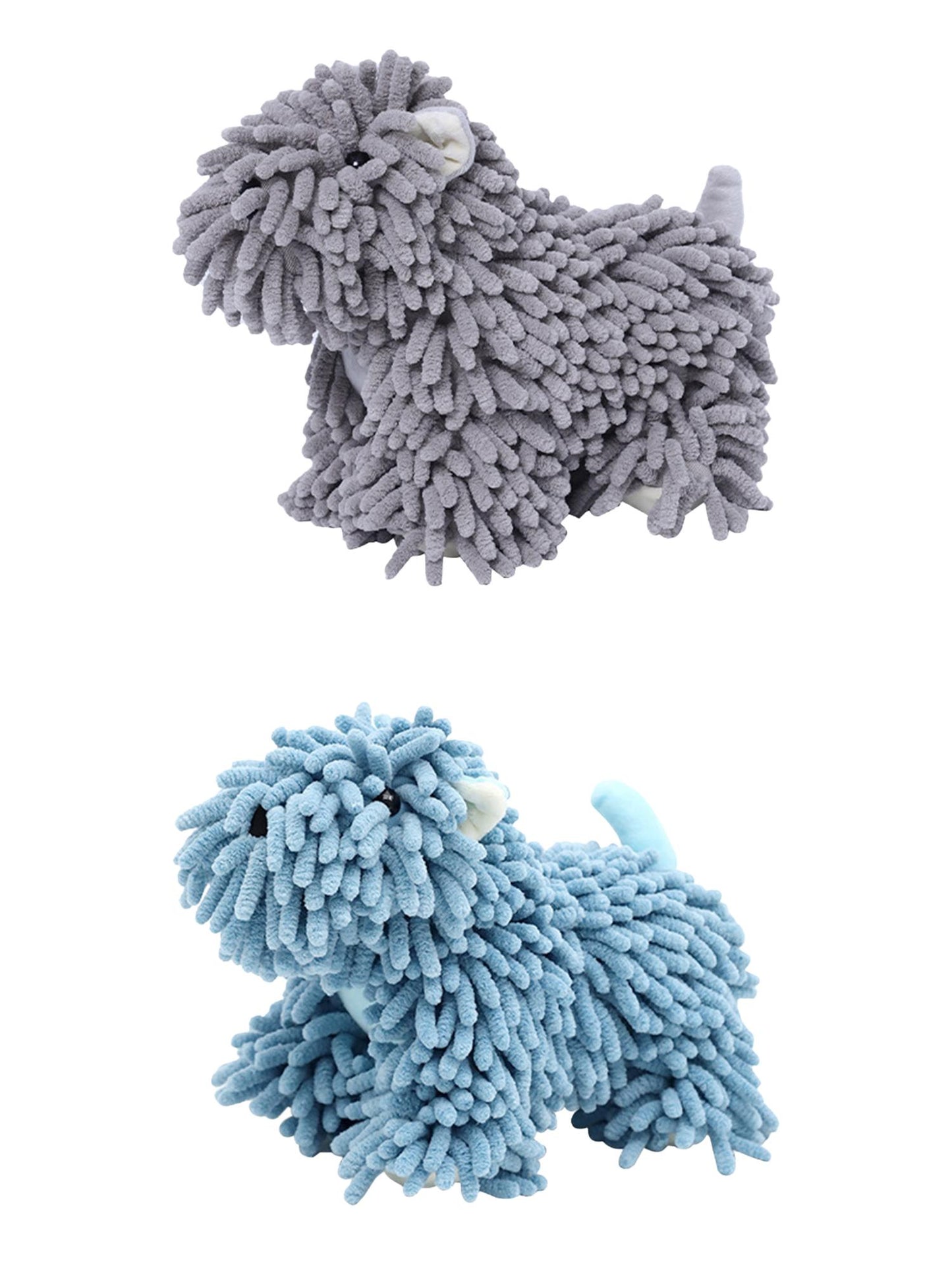 Unique Bargains 2 Pcs Dog Hand Towels 8" x 10" Blue/Grey
