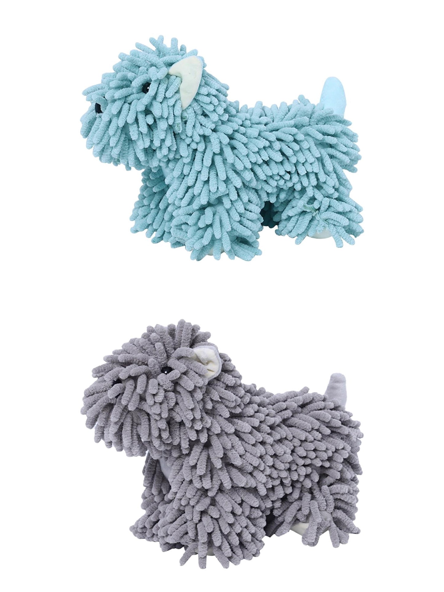 Unique Bargains 2 Pcs Dog Hand Towels 8" x 10" Green/Grey
