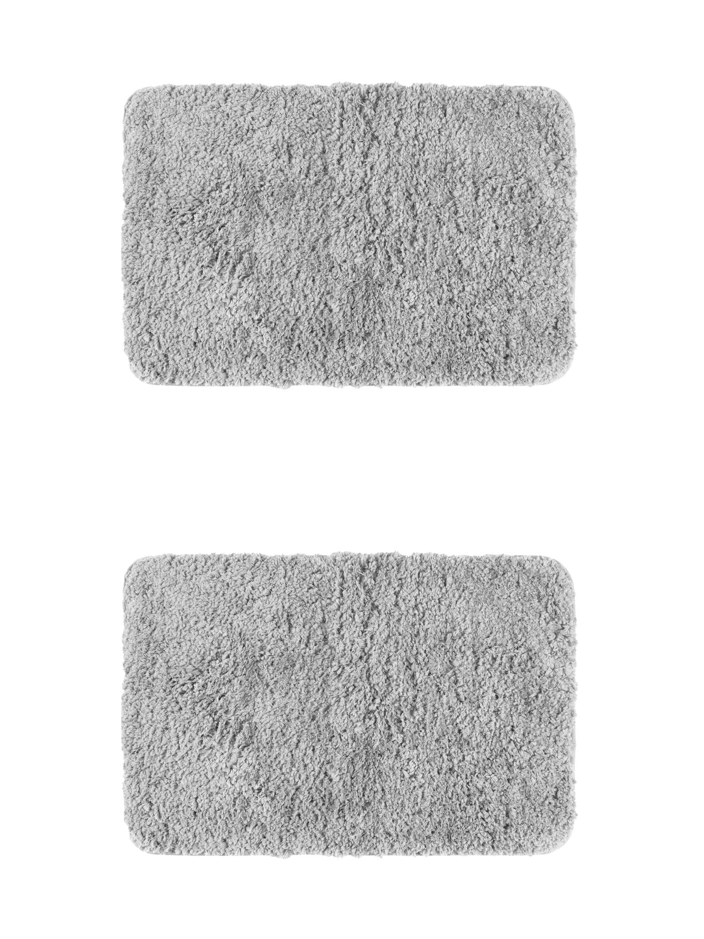 Unique Bargains 2 Pcs Extra Soft Thick Microfiber Non-Slip Plush Bath Mats Grey 16" x 24"