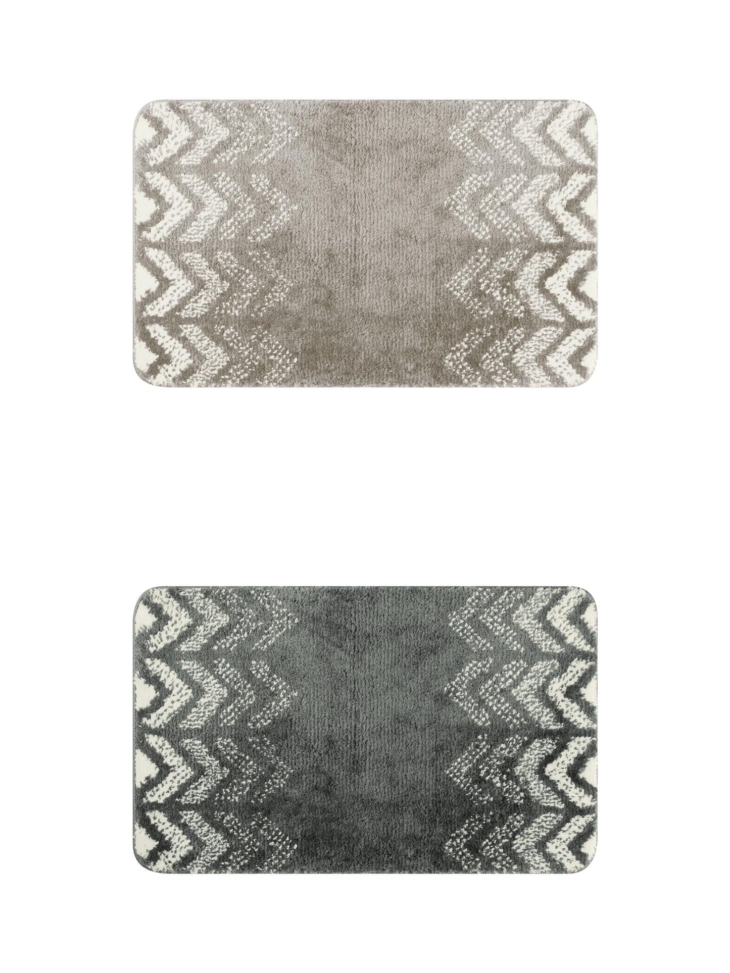 Unique Bargains 2 Pzas Tapetes de Baño con Patrones Geométricos Absorbentes Antideslizantes Gris Oscuro/gris 20" x 32"