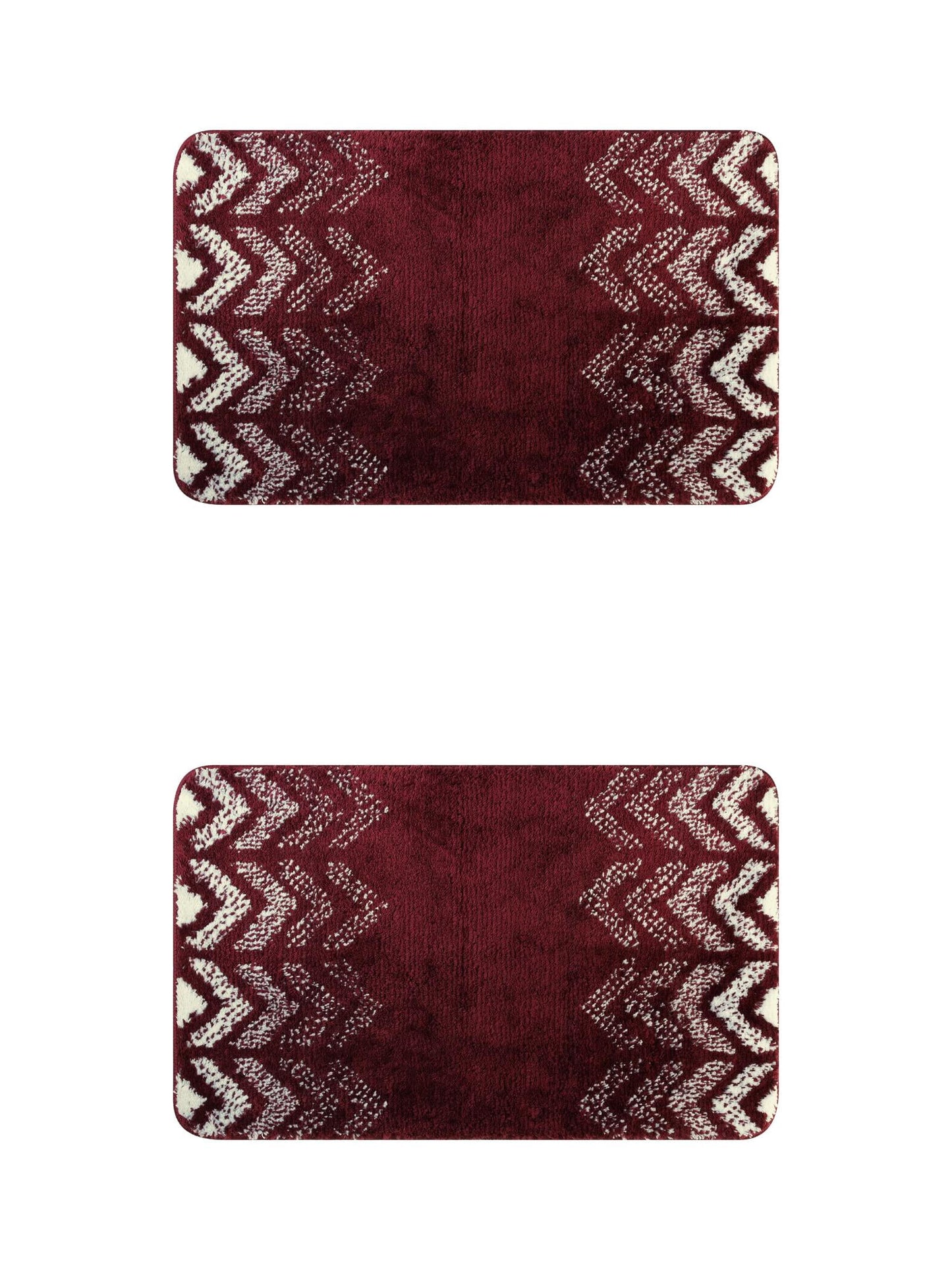 Unique Bargains 2 Pcs Geometric Patterns Bathroom Mats Absorbent Non-Slip Bath Rugs Red 16" x 24"