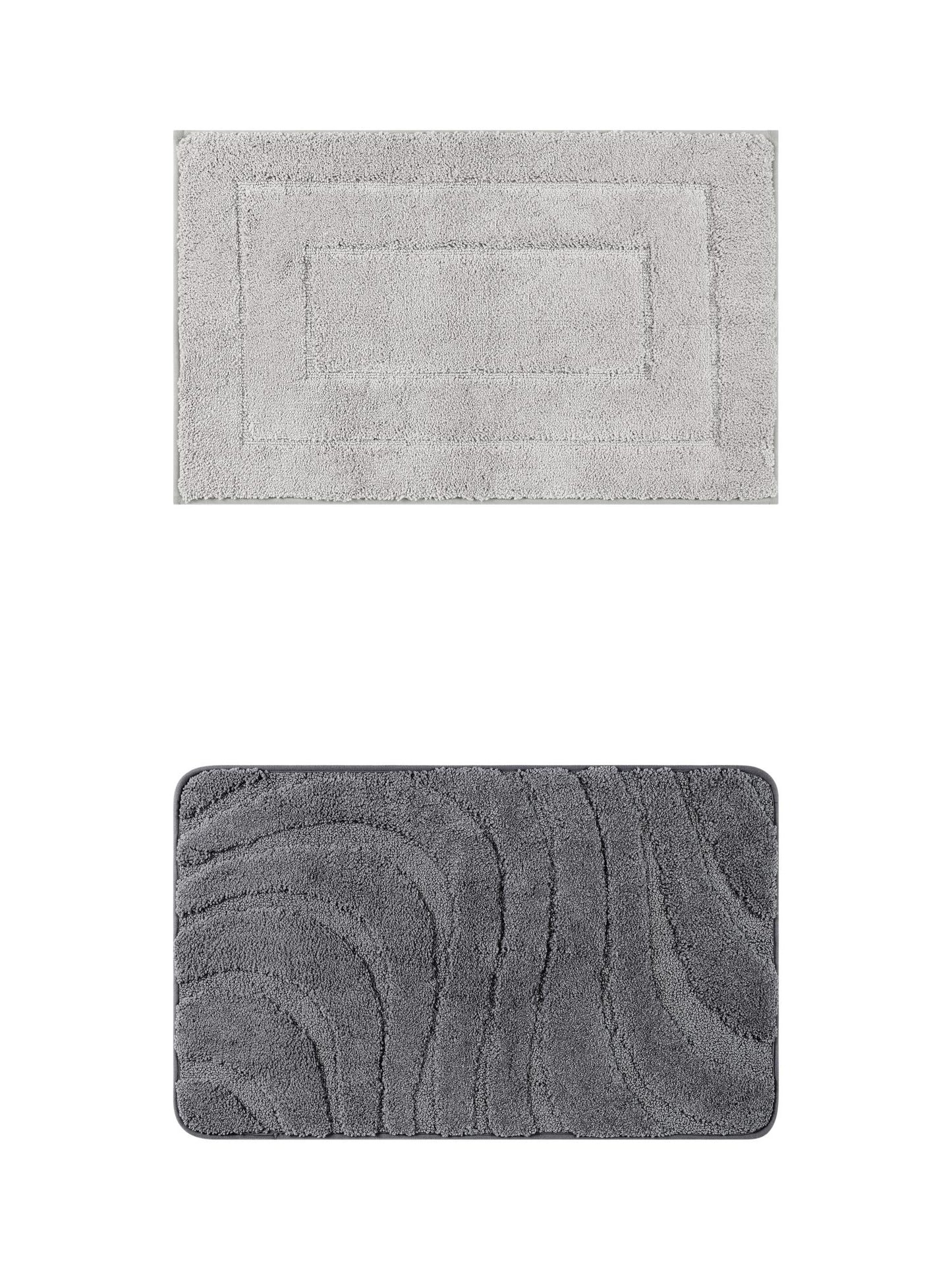 Unique Bargains 2 Pcs Geometry Absorbent Bathroom Rug Light Gray/Dark Gray 16" x 24"
