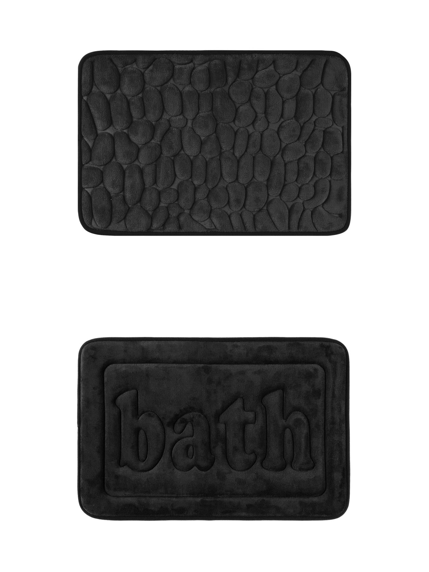 Unique Bargains 2 Pcs Memory Foam Absorbent Bathroom Rugs Black 20" x 32"