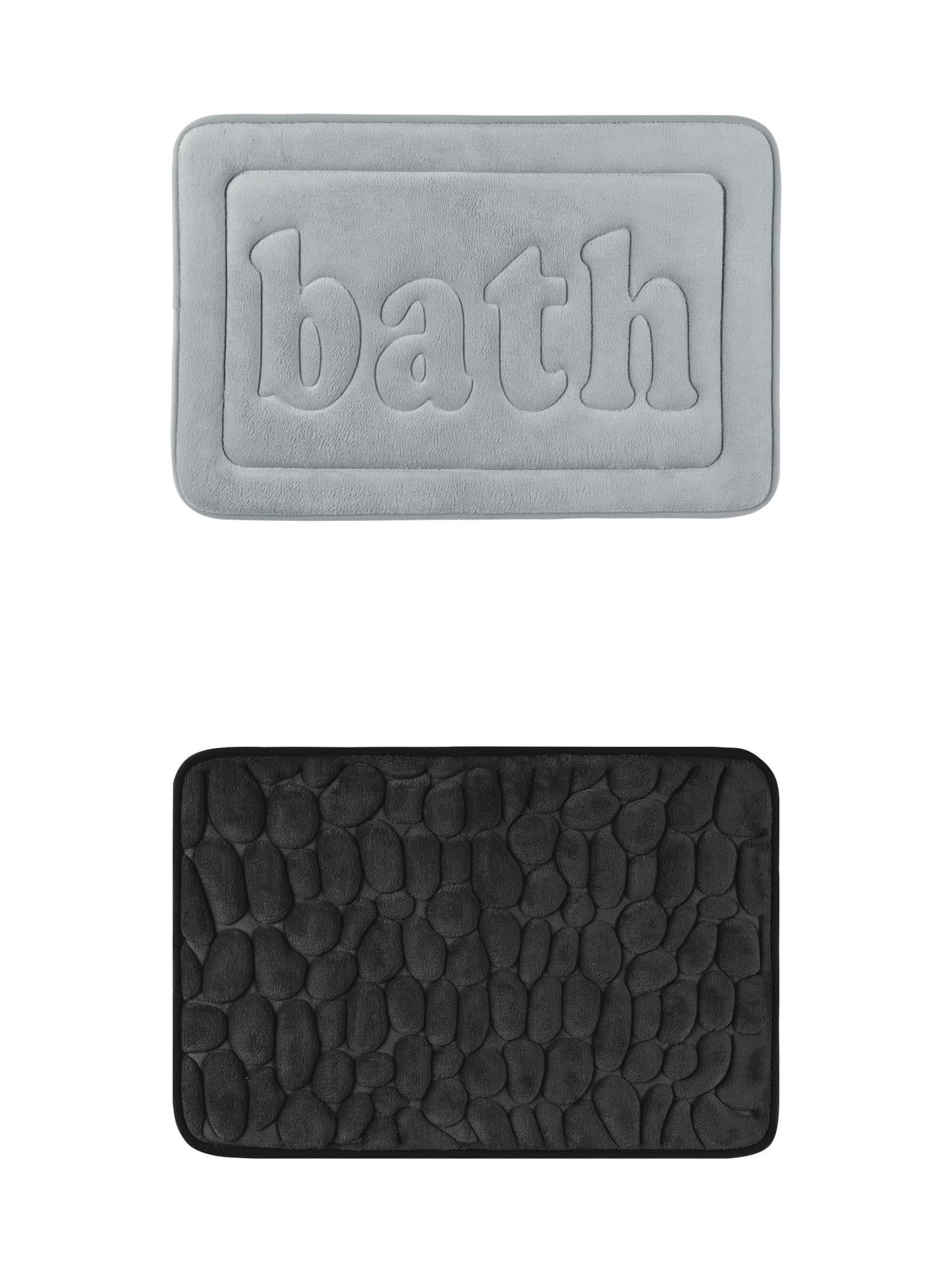 Unique Bargains 2 Pcs Memory Foam Absorbent Bathroom Rugs Black/Light Grey 20" x 32"