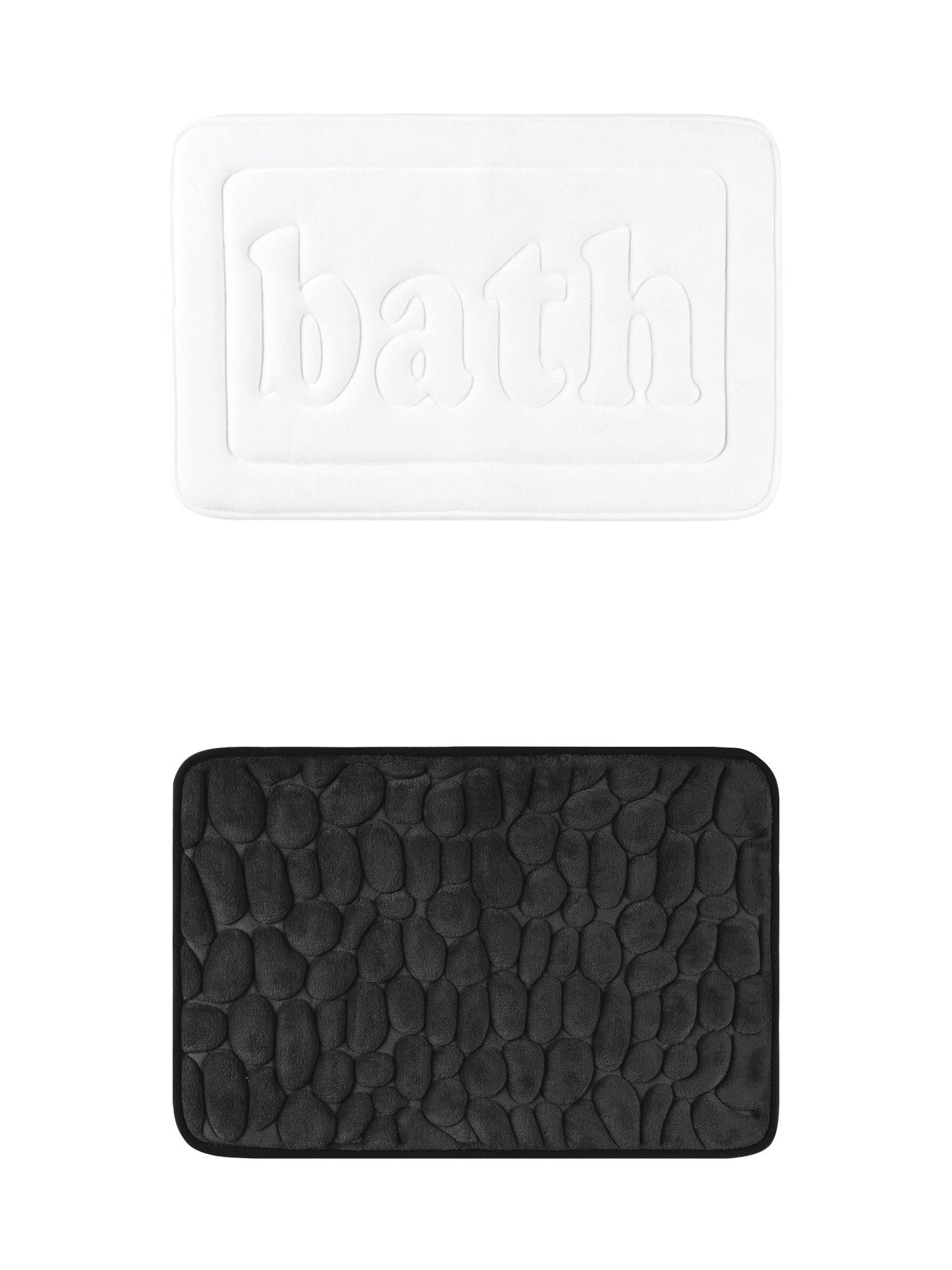 Unique Bargains 2 Pcs Memory Foam Absorbent Bathroom Rugs Black/White 20" x 32"