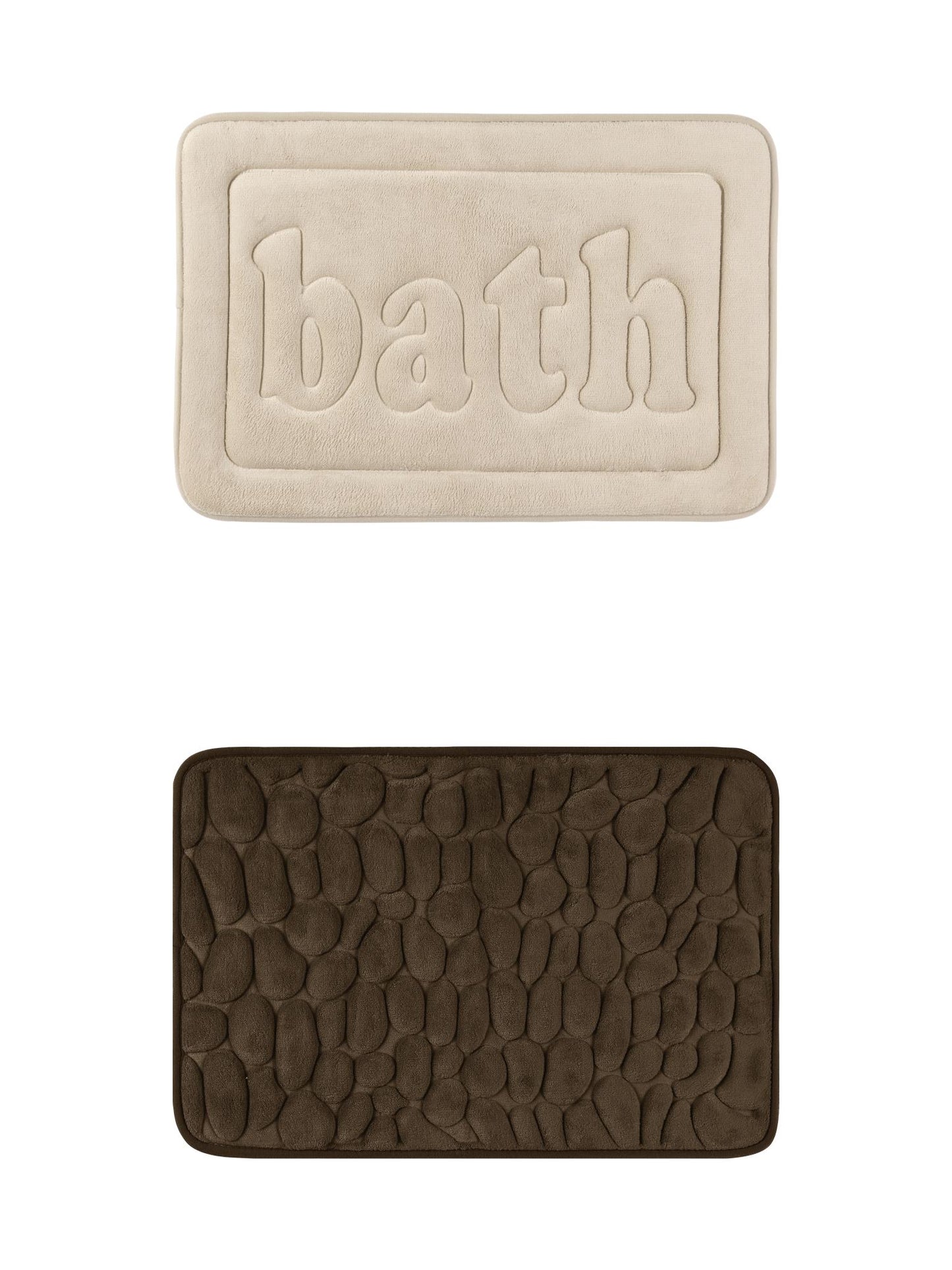 Unique Bargains 2 Pcs Memory Foam Absorbent Bathroom Rugs Brown/Khaki 20" x 32"