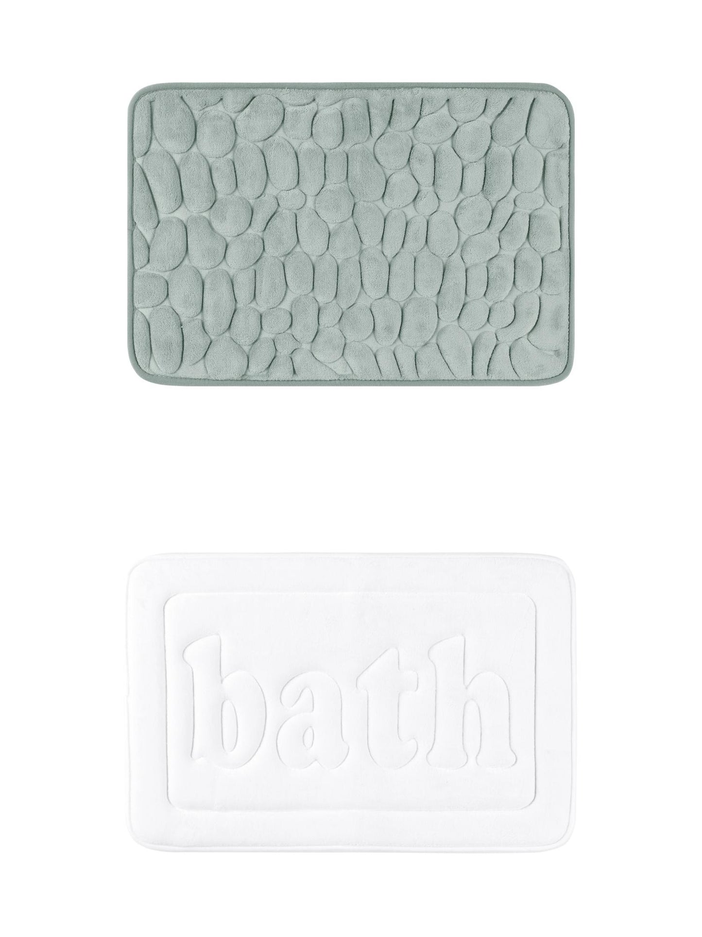 Unique Bargains 2 Pcs Memory Foam Absorbent Bathroom Rugs Grey/White 16" x 24"