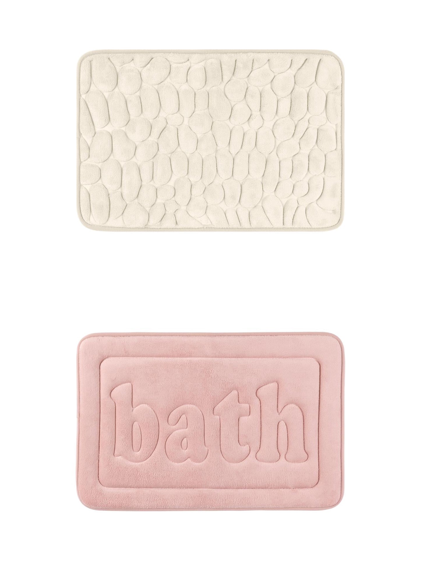 Unique Bargains 2 Pcs Memory Foam Absorbent Bathroom Rugs Khaki/Pink 20" x 32"