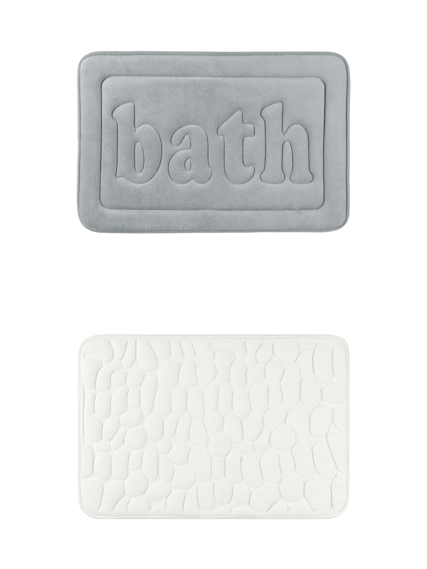 Unique Bargains 2 Pcs Memory Foam Absorbent Bathroom Rugs Milky White/Light Grey 20" x 32"