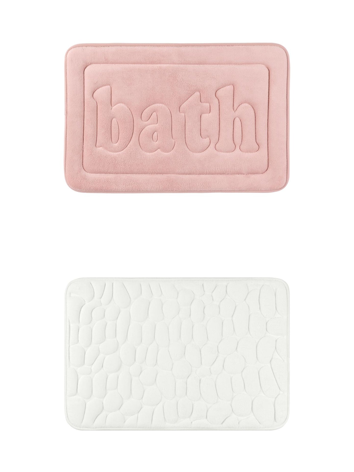Unique Bargains 2 Pcs Memory Foam Absorbent Bathroom Rugs Milky White/Pink 16" x 24"