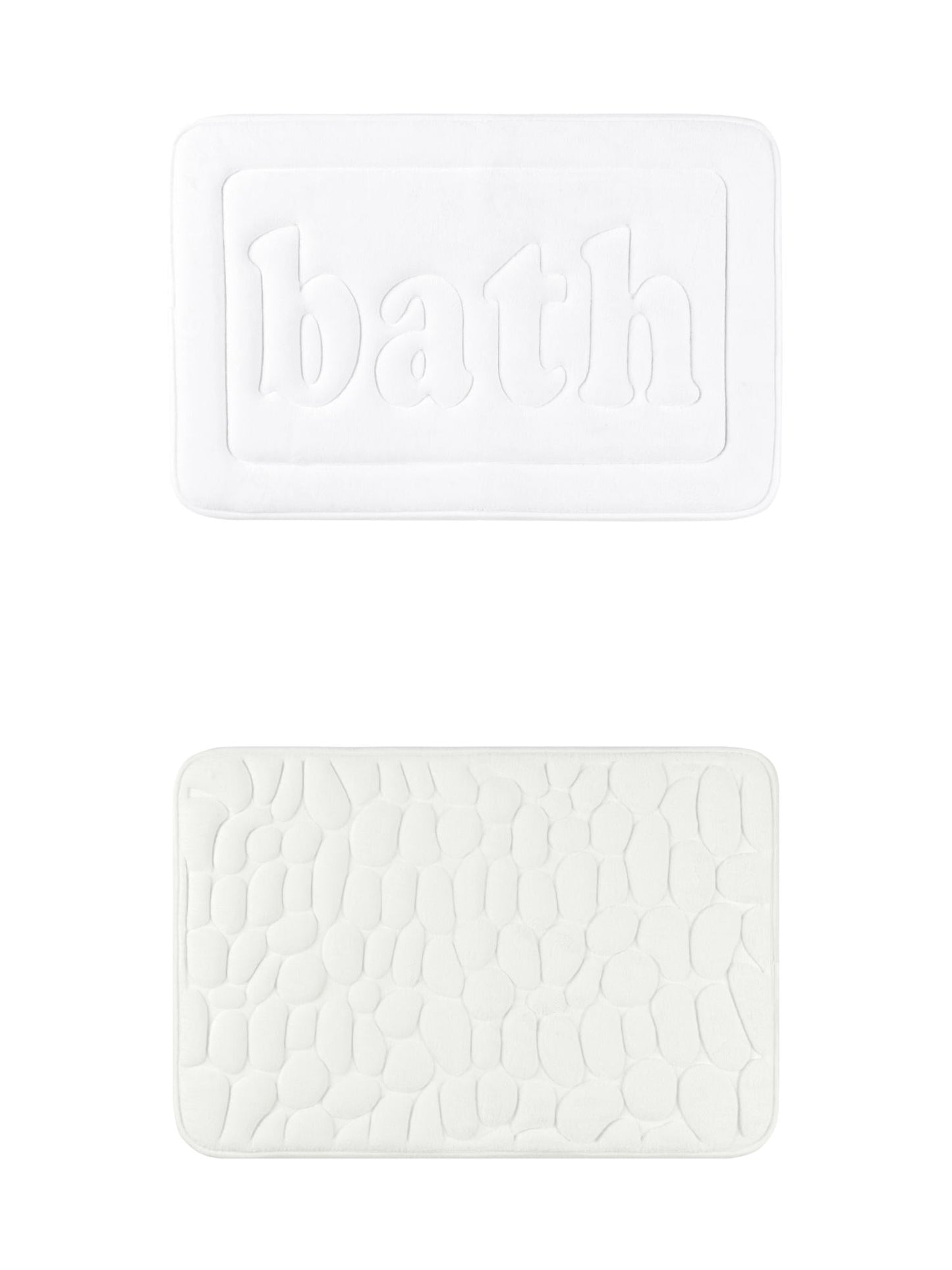 Unique Bargains 2 Pcs Memory Foam Absorbent Bathroom Rugs Milky White/White 16" x 24"