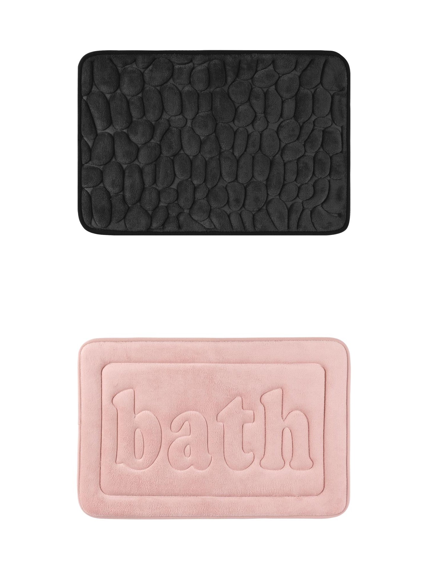 Unique Bargains 2 Pcs Memory Foam Absorbent Bathroom Rugs Pink/Black 16" x 24"