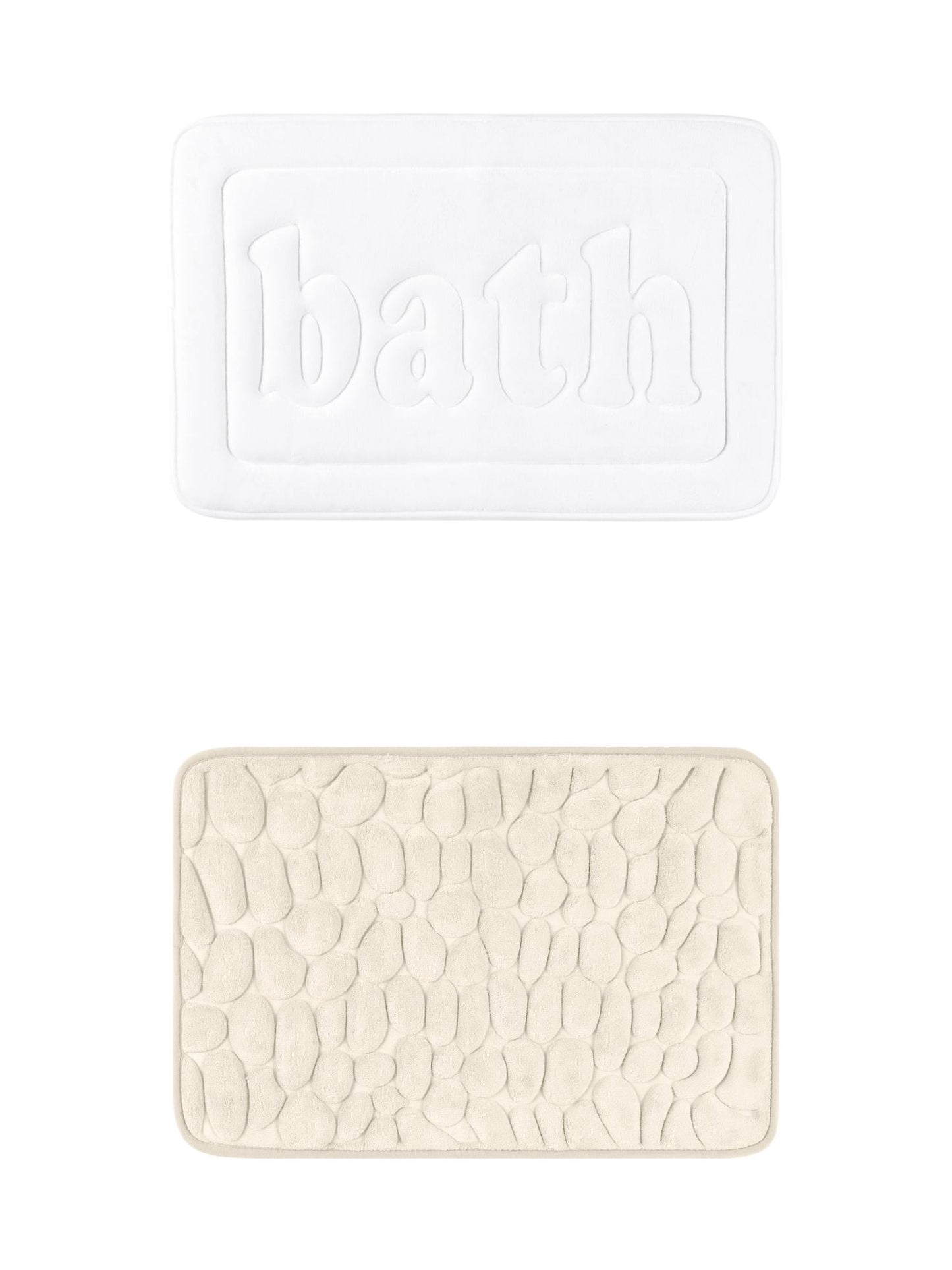 Unique Bargains 2 Pcs Memory Foam Rugs Khaki/White 20" x 32"
