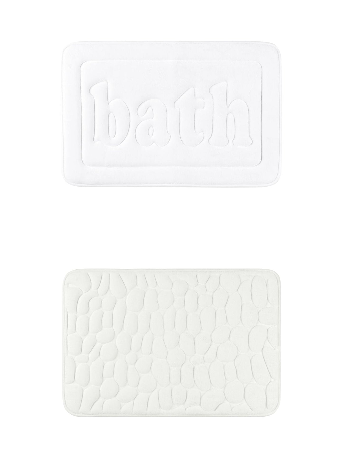 Unique Bargains 2 Pcs Memory Foam Rugs Milky White/White 16" x 24"