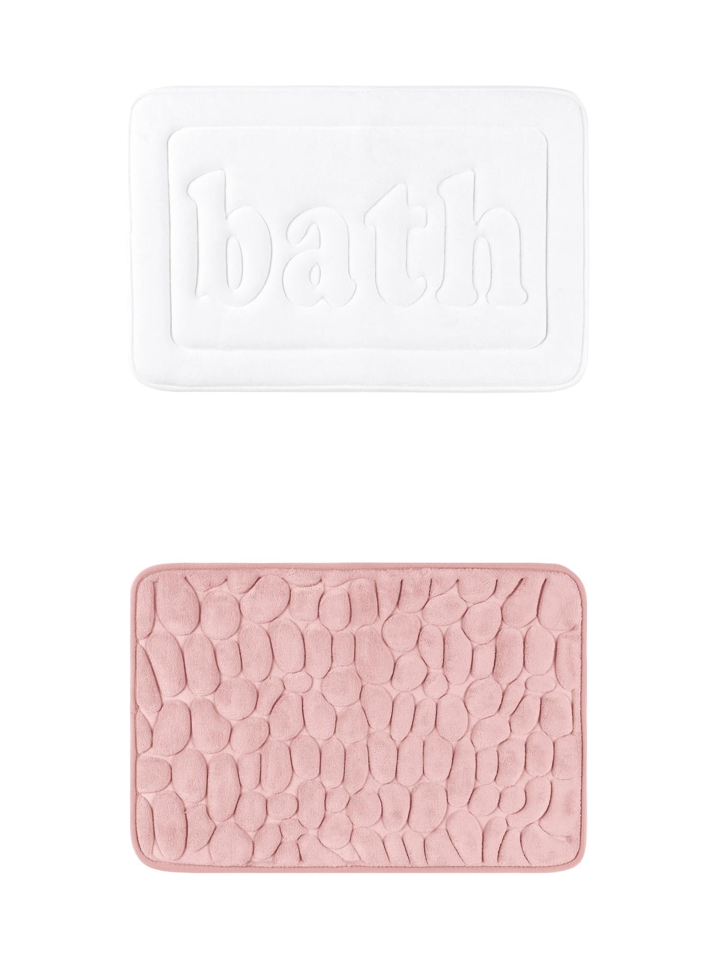 Unique Bargains 2 Pcs Memory Foam Rugs White/Pink 16" x 24"