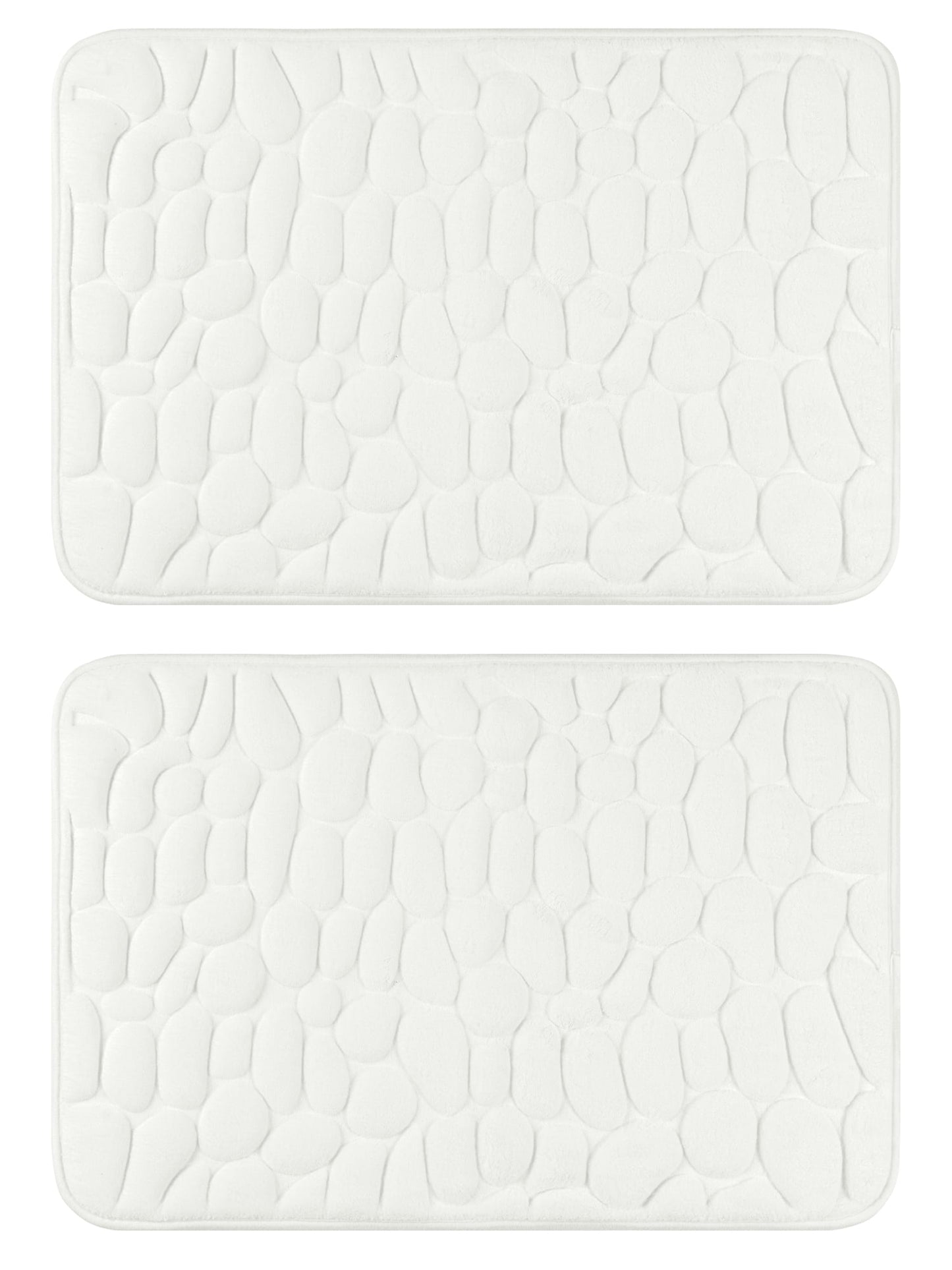 Unique Bargains 2 Pcs Non-Slip Memory Foam Bath Mat Soft Bathroom Rugs for Bathroom, Sink Milky White 16" x 24"