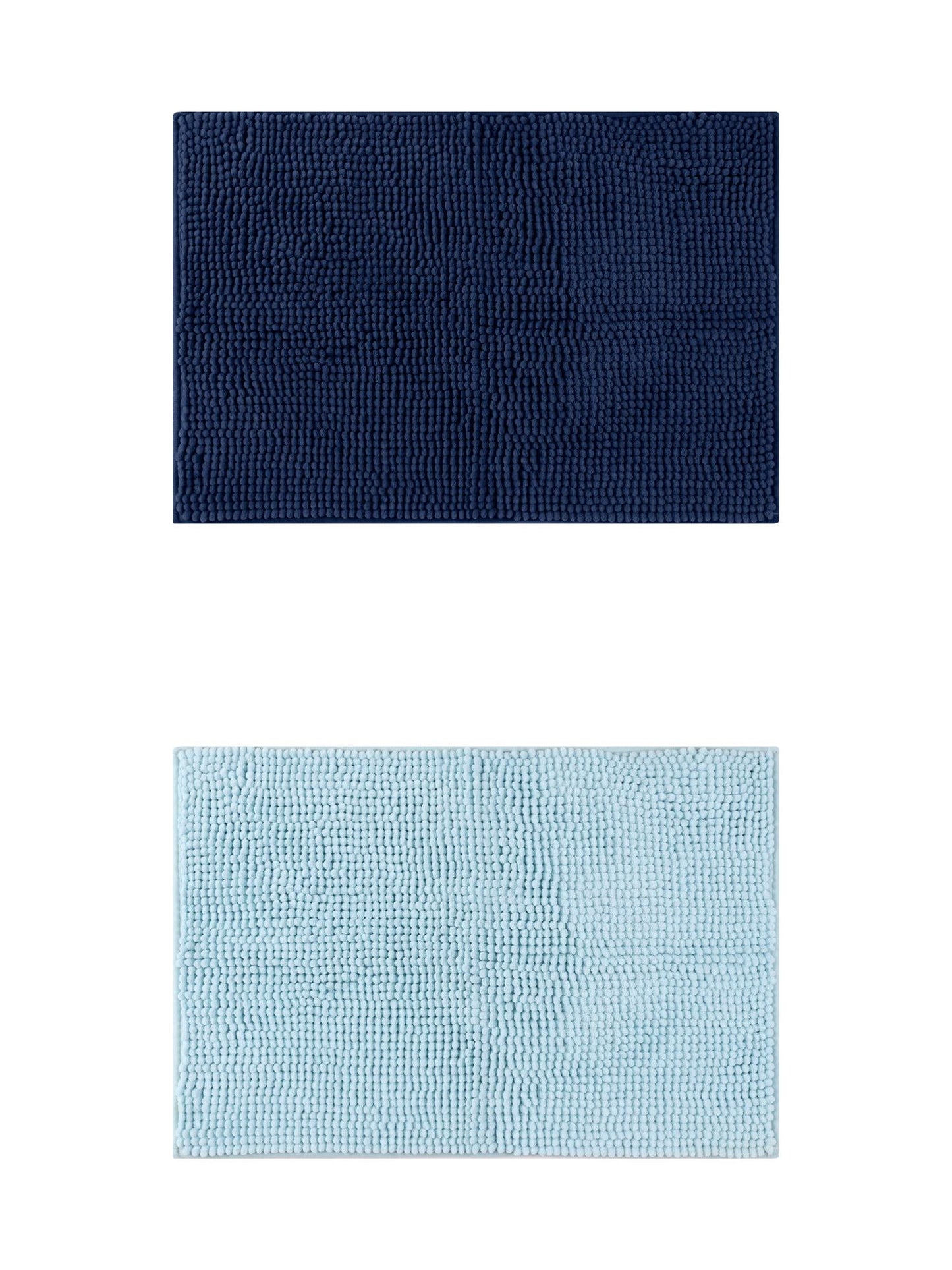 Unique Bargains 2 Pcs Non-Slip Microfiber Bathroom Mats Blue/Dark Blue 16" x 24"