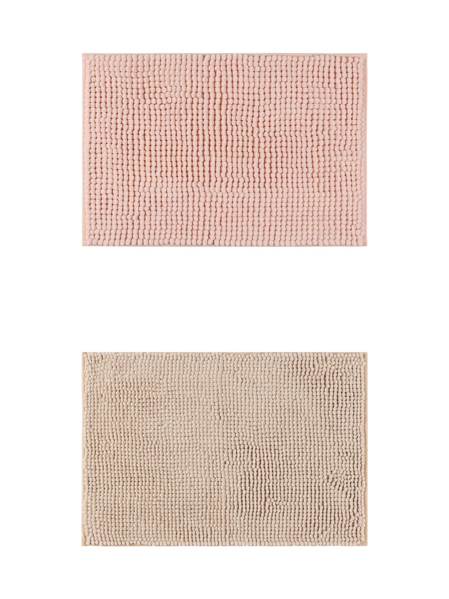 Unique Bargains 2 Pcs Non-Slip Microfiber Bathroom Mats Khaki/Pink 20" x 32"