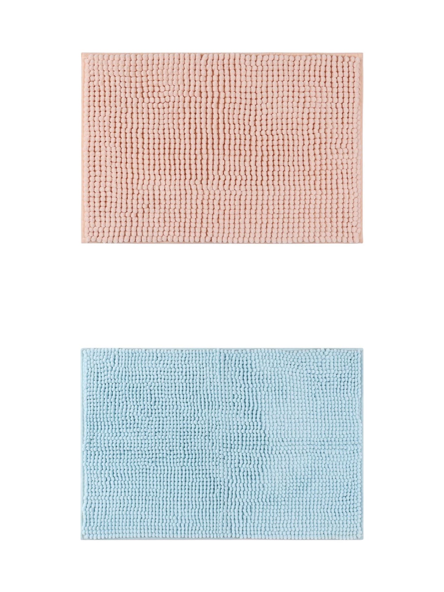 Unique Bargains 2 Pcs Non-Slip Microfiber Bathroom Mats Pink/Blue 16" x 24"