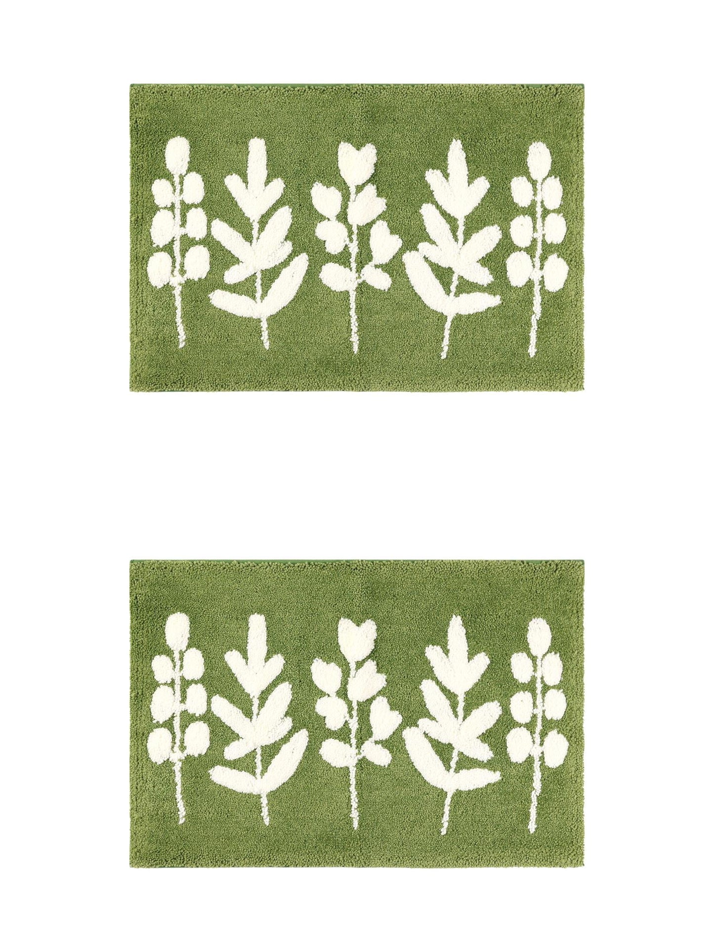 Unique Bargains 2 Pcs Non-Slip Quick Dry Bath Rugs Leaves-2 20" x 32"/18" x 26"
