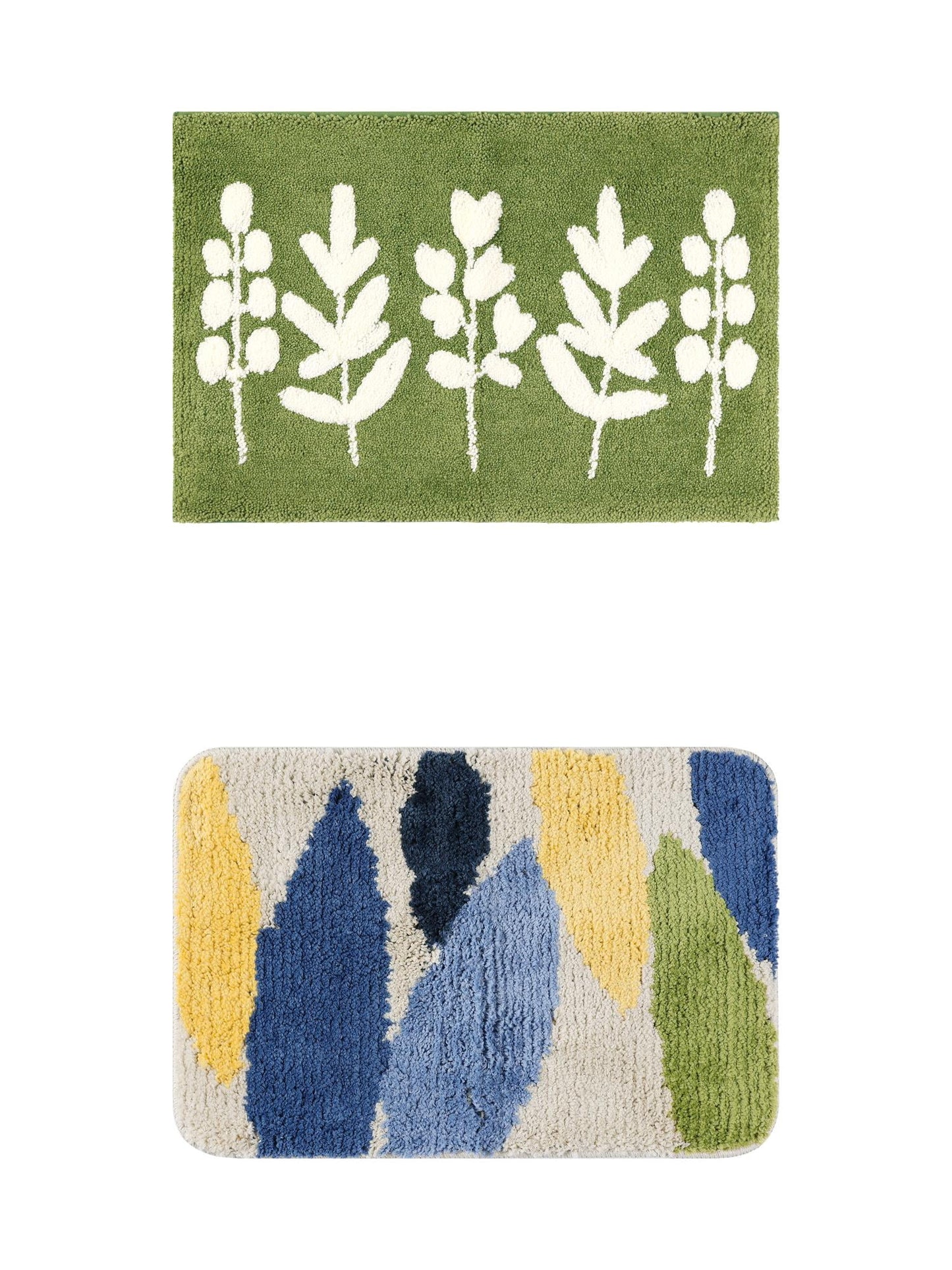 Unique Bargains 2 Pcs Non-Slip Quick Dry Bath Rugs Leaves-3/Leaves-2 20" x 32"