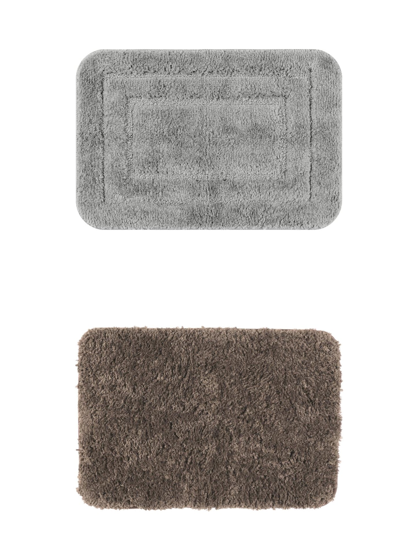 Unique Bargains 2 Pcs Non-Slip Soft Quick Dry Bath Rugs Brown/Dark Gray 16" x 24"