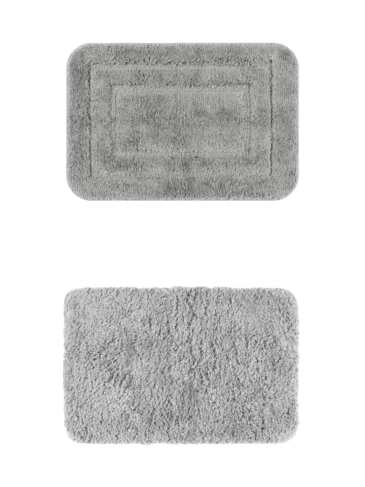 Unique Bargains 2 Pcs Non-Slip Soft Quick Dry Bath Rugs Grey/Dark Gray 20" x 32"