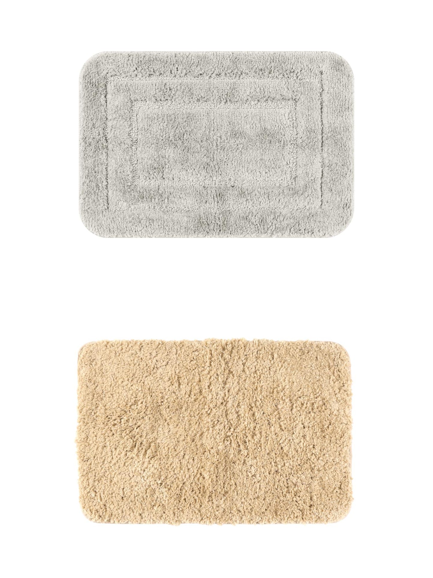 Unique Bargains 2 Pcs Non-Slip Soft Quick Dry Bath Rugs Khaki/Light Grey 20" x 32"