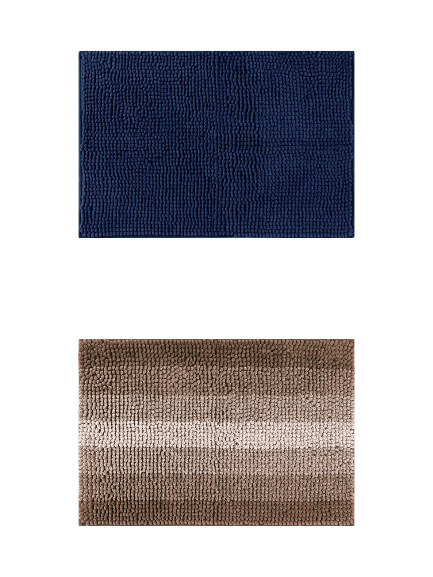Unique Bargains 2 Pcs Plush Fluffy Extra Thick Mat Coffee/Dark Blue 20" x 32"