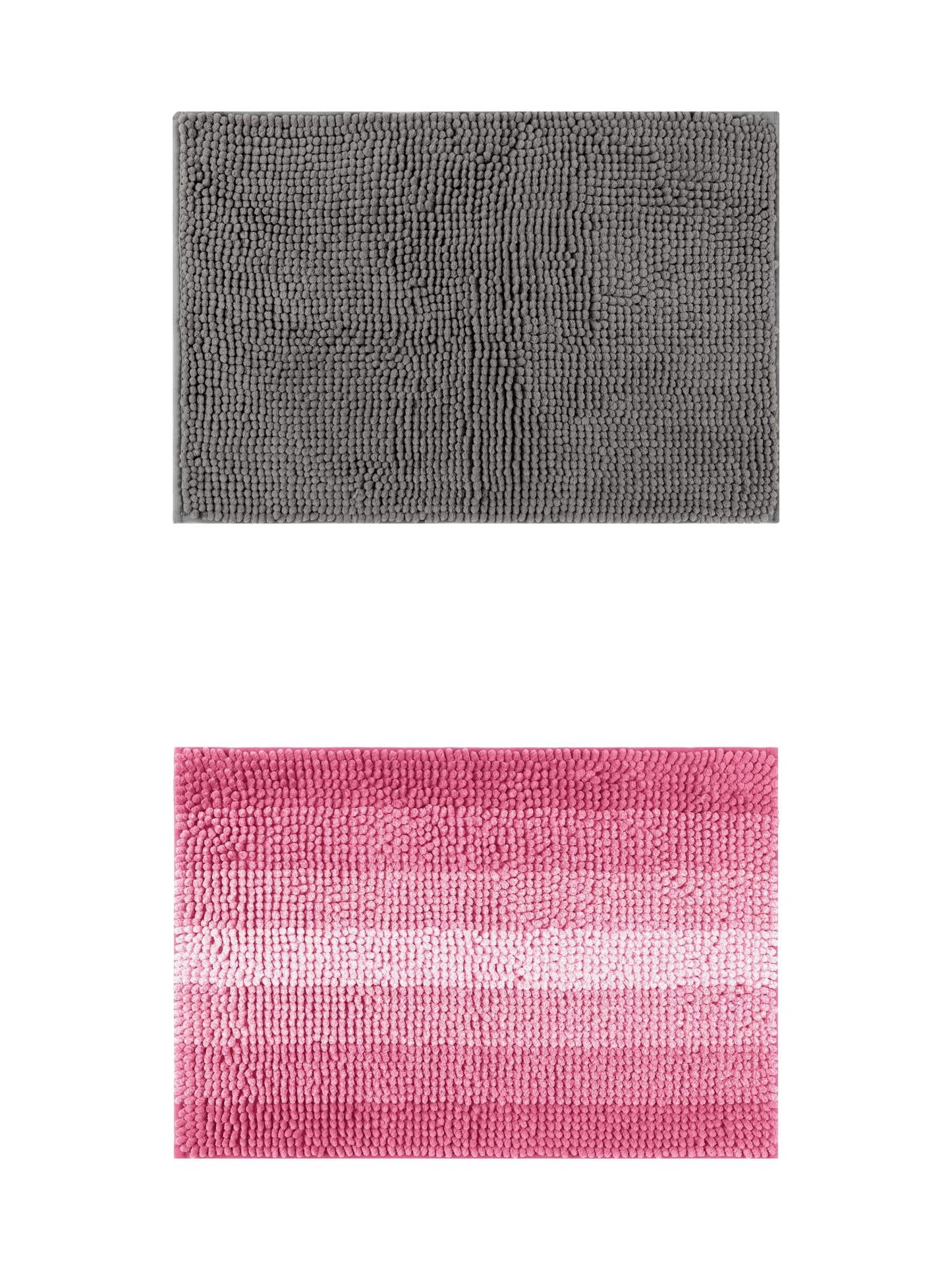 Unique Bargains 2 Pcs Plush Fluffy Extra Thick Mat Grey/Pink 20" x 32"