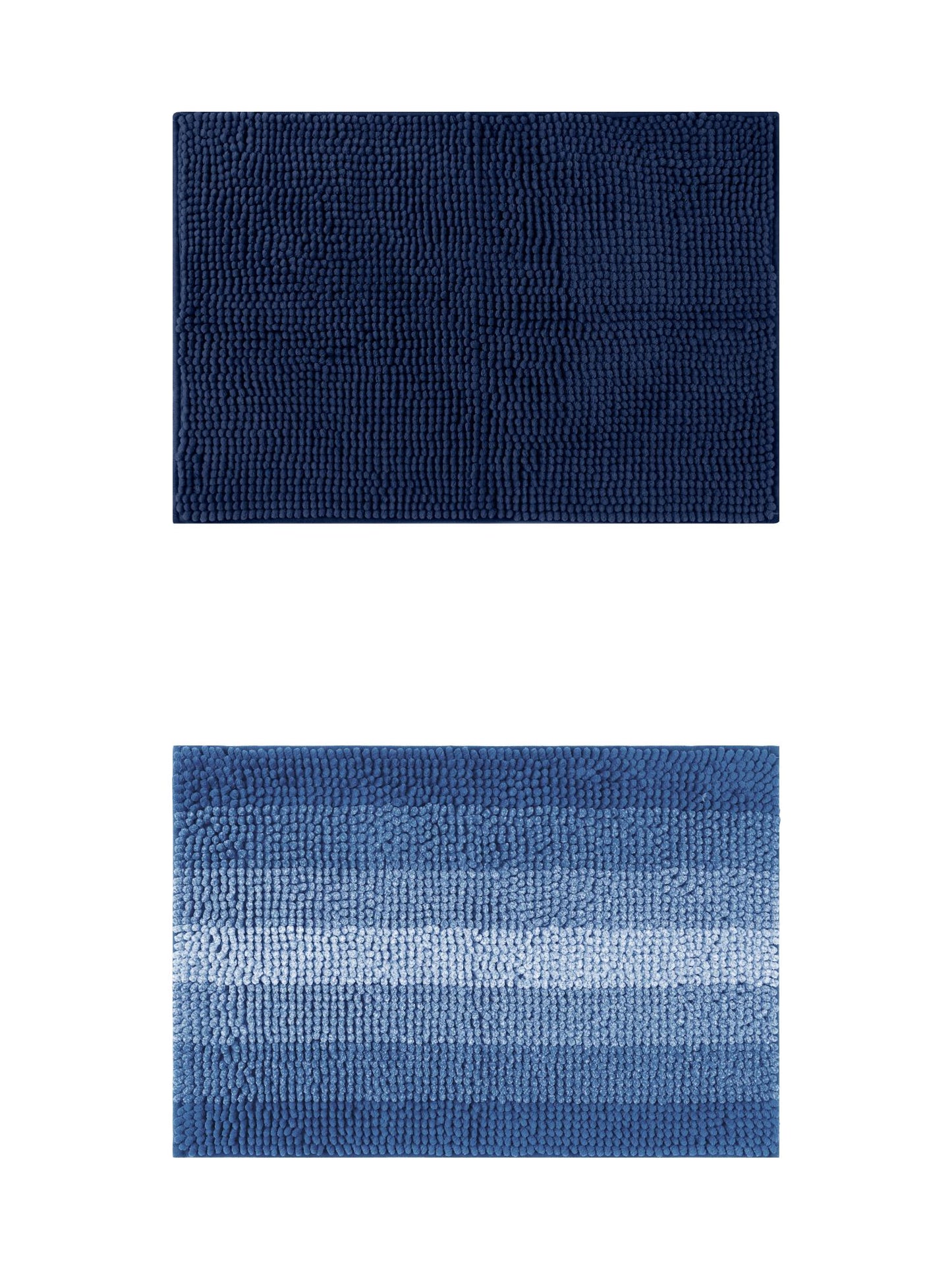 Unique Bargains 2 Pcs Plush Fluffy Extra Thick Mat Navy Blue/Dark Blue 20" x 32"