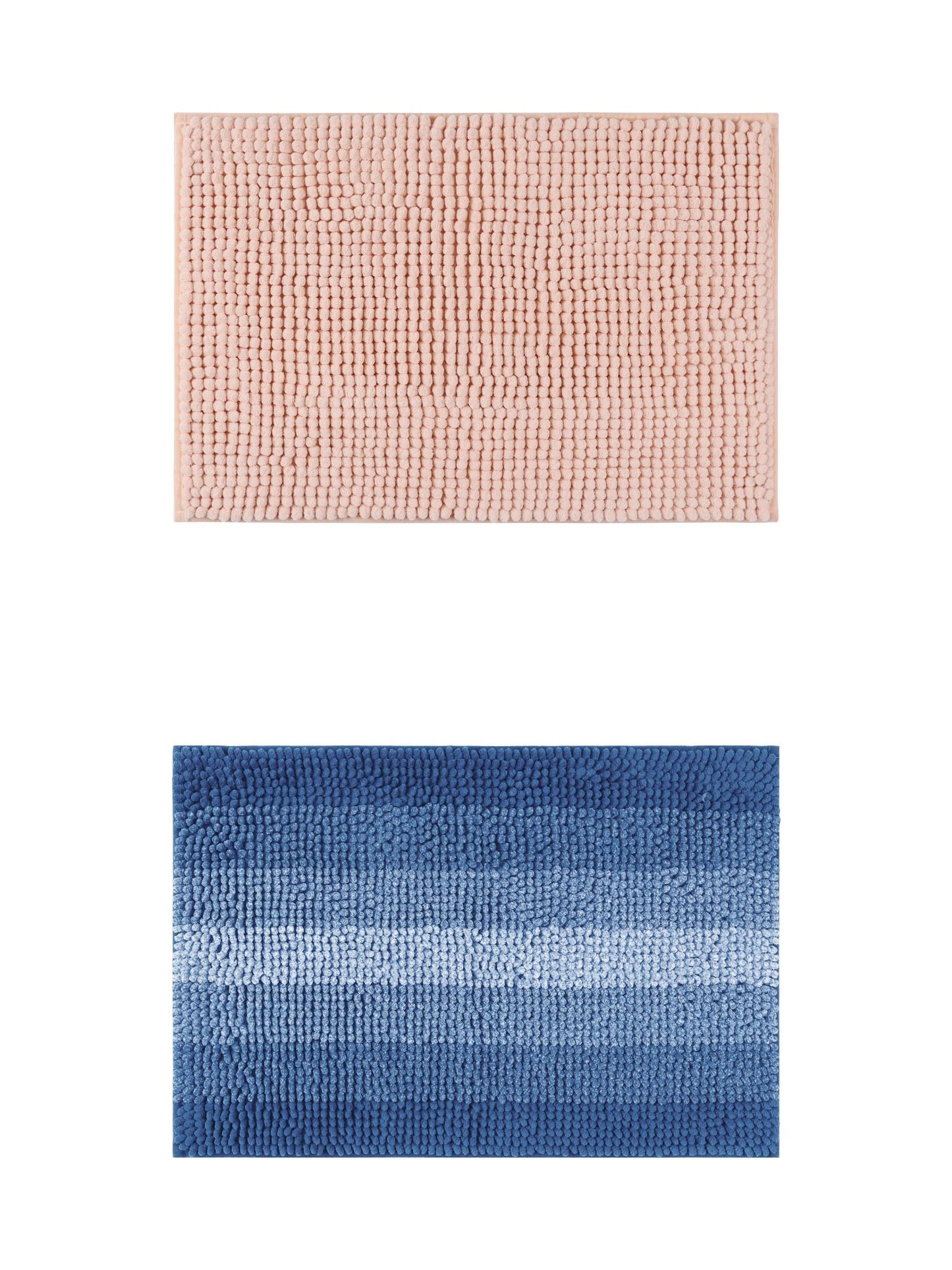 Unique Bargains 2 Pcs Plush Fluffy Extra Thick Mat Pink/Navy Blue 20" x 32"