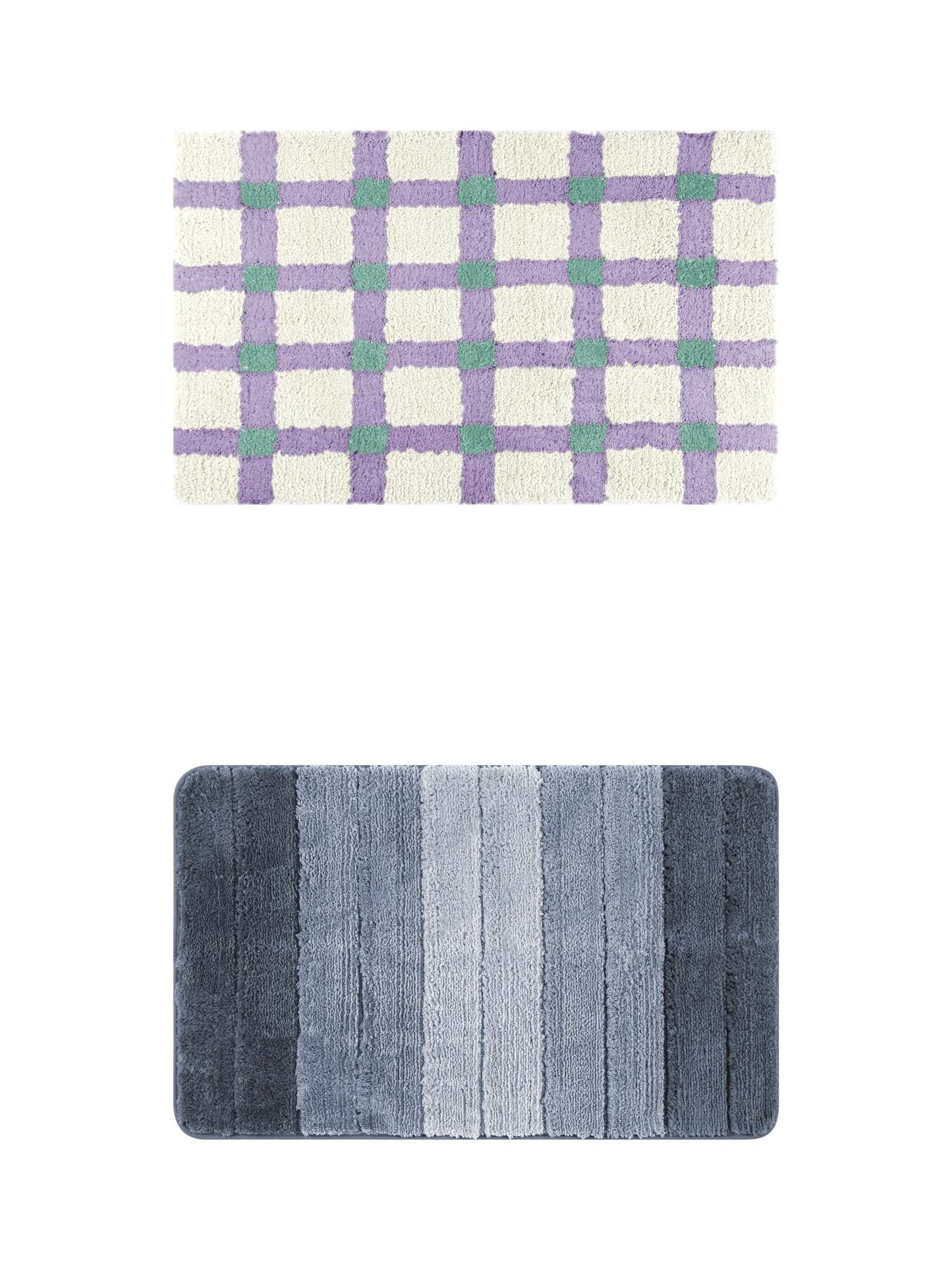 Unique Bargains 2 Pcs Plush Gradient Bath Rugs Blue/Purple Green 16" x 24"