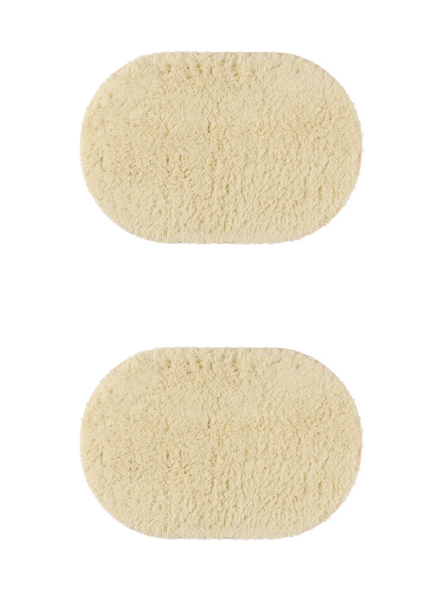 Unique Bargains 2 Pcs Shag Bath Rugs Absorbent Soft Thick Bathroom Mats Beige 20" x 32"
