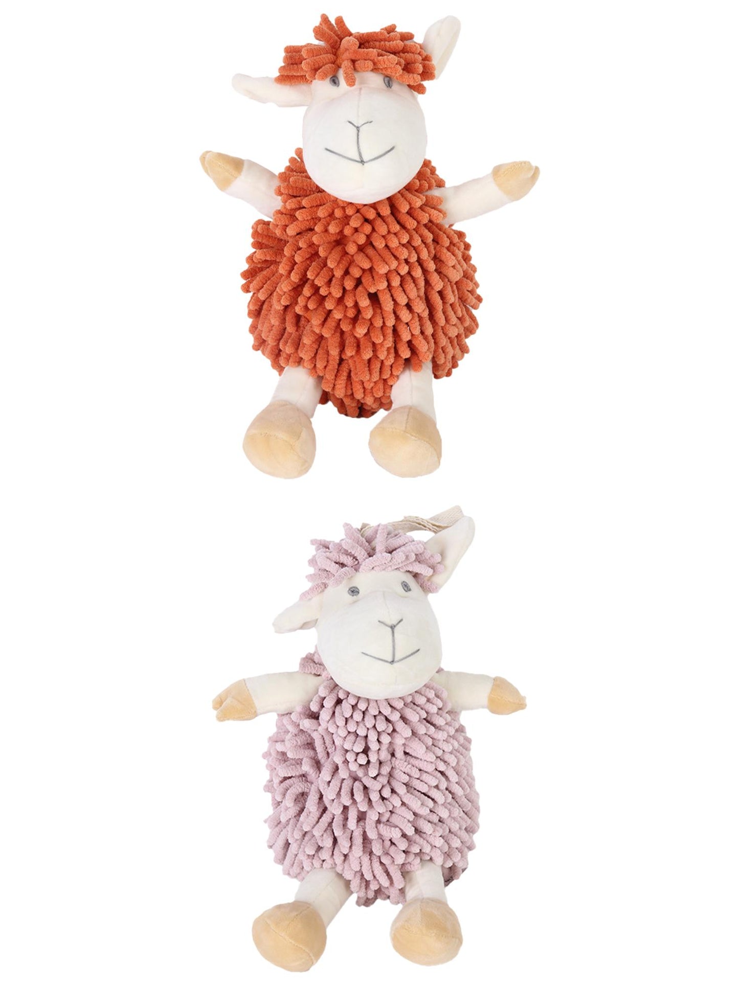 Unique Bargains 2 Pcs Sheep Hand Towels 9" x 13" Orange/Pink