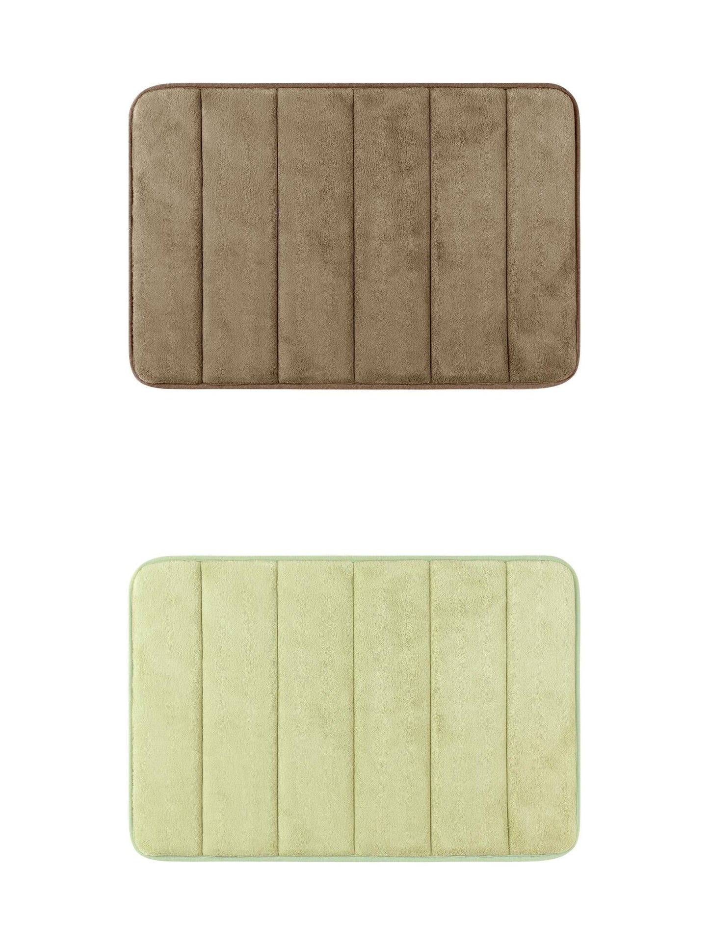 Unique Bargains 2 Pcs Soft Thick Absorbent Quick Dry Bathroom Bath Rugs Non Slip Brown/Green 16" x 24"