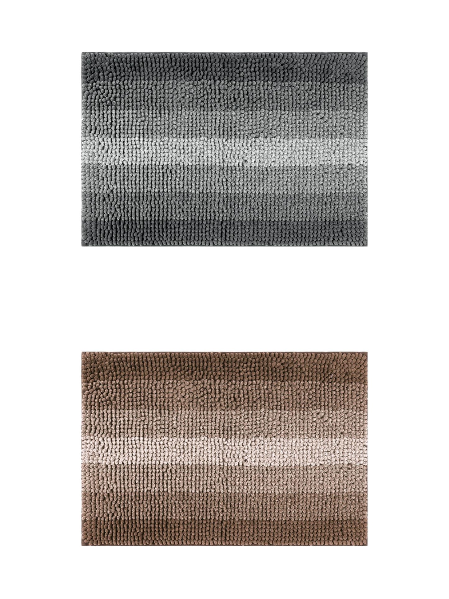 Unique Bargains 2 Pcs Striped Mats Non-Slip Bath Carpet Coffee/Black 16" x 24"