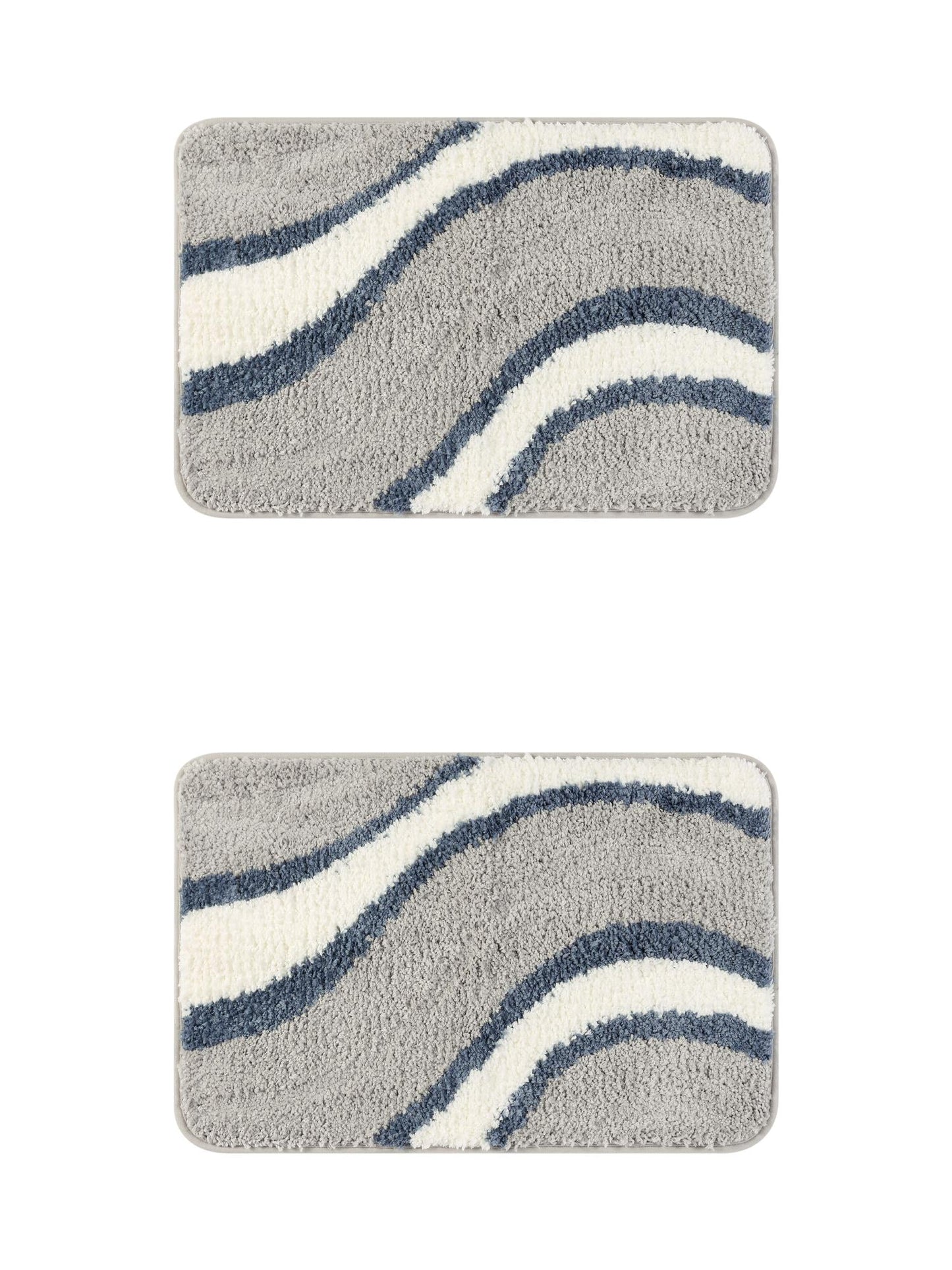 Unique Bargains 2 Pcs Wavy Stripes Bathroom Rugs Absorbent Non-Slip Bath Mats Multi-2 16" x 24"