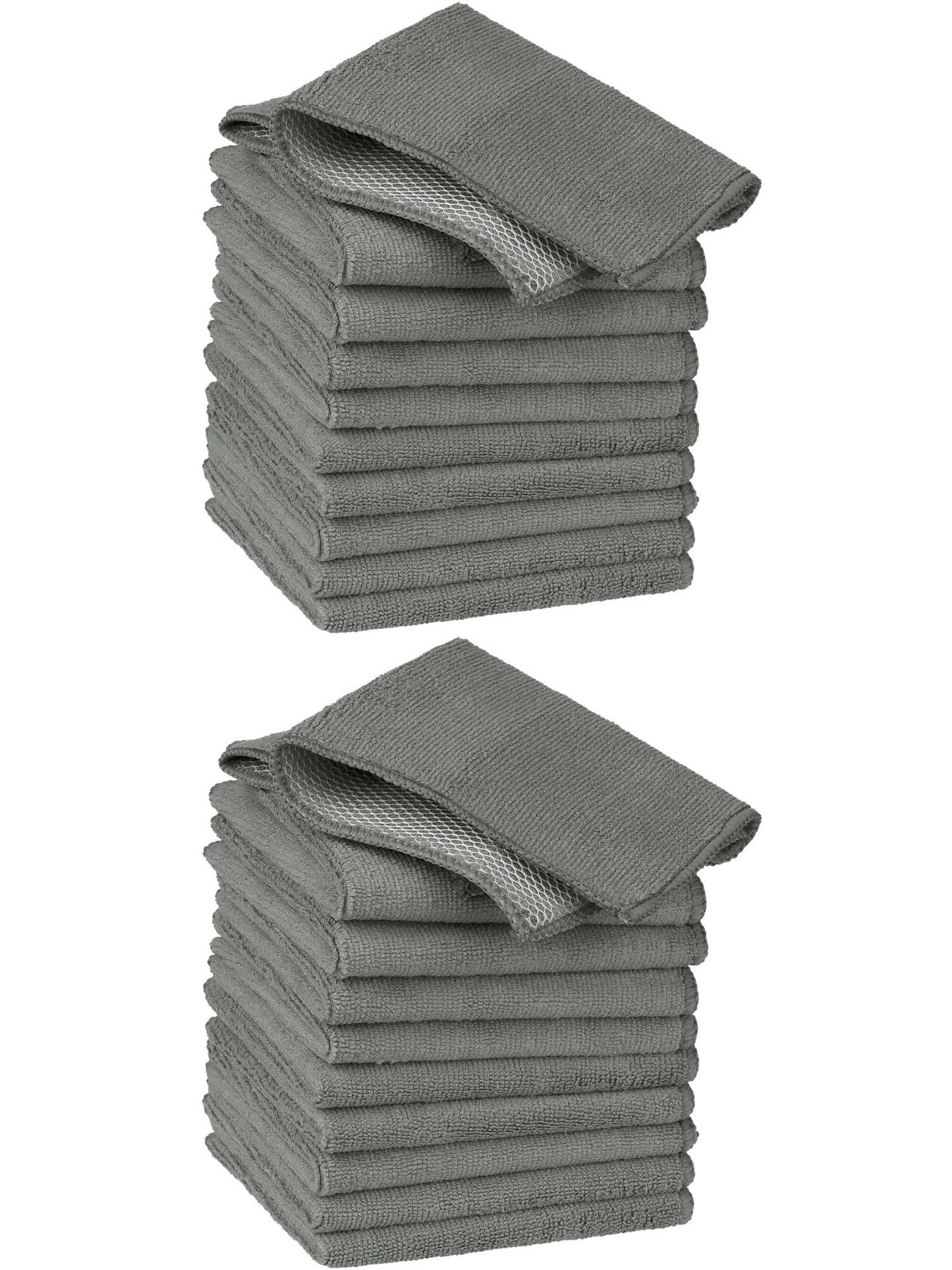 Unique Bargains 20 Pcs Kitchen Dishcloth Set Quick Dry Dish Cloths Grey 12" x 12"