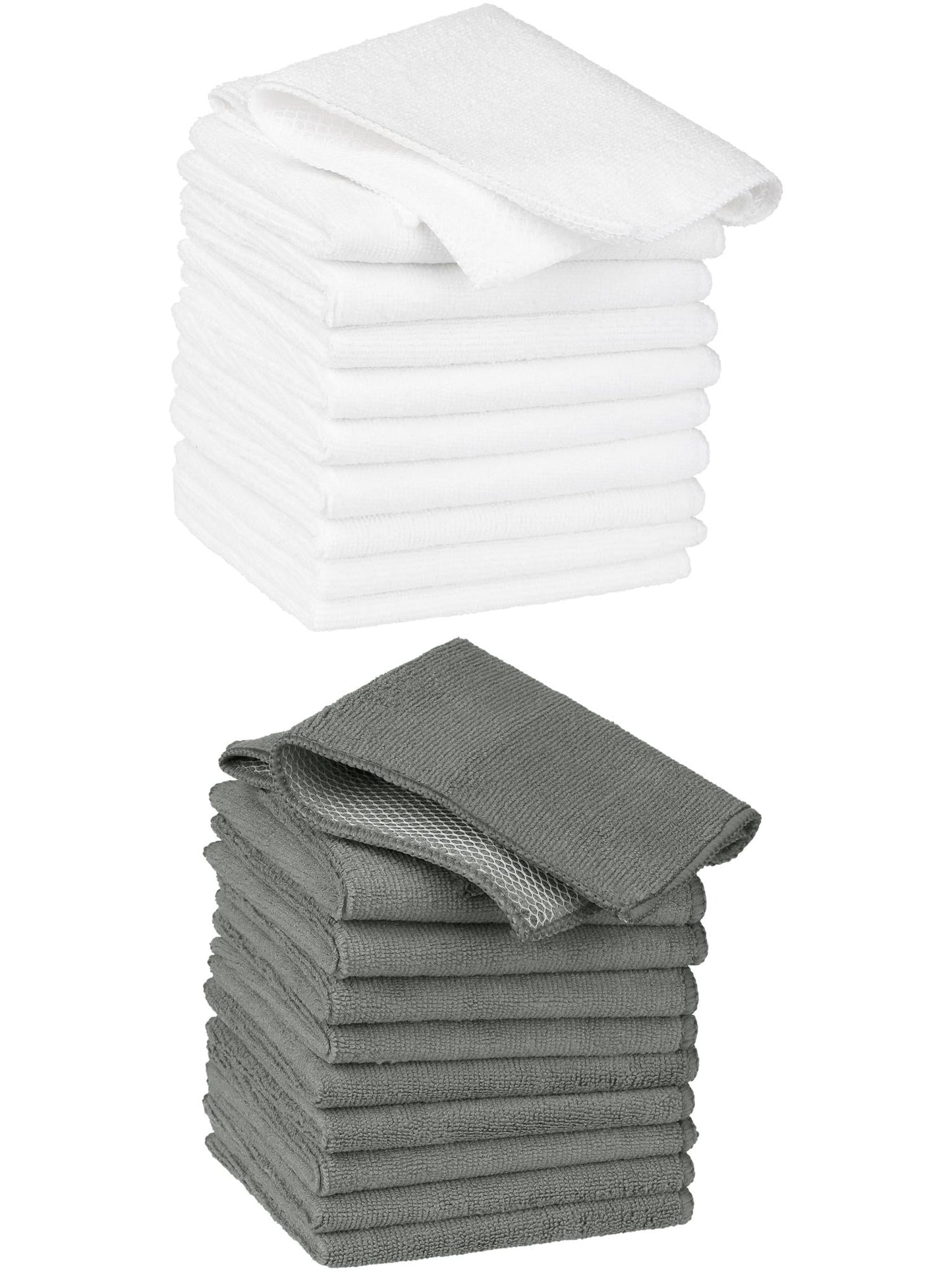Unique Bargains 20 Pcs Kitchen Dishcloth Set Quick Dry Dish Cloths Grey White 12" x 12"
