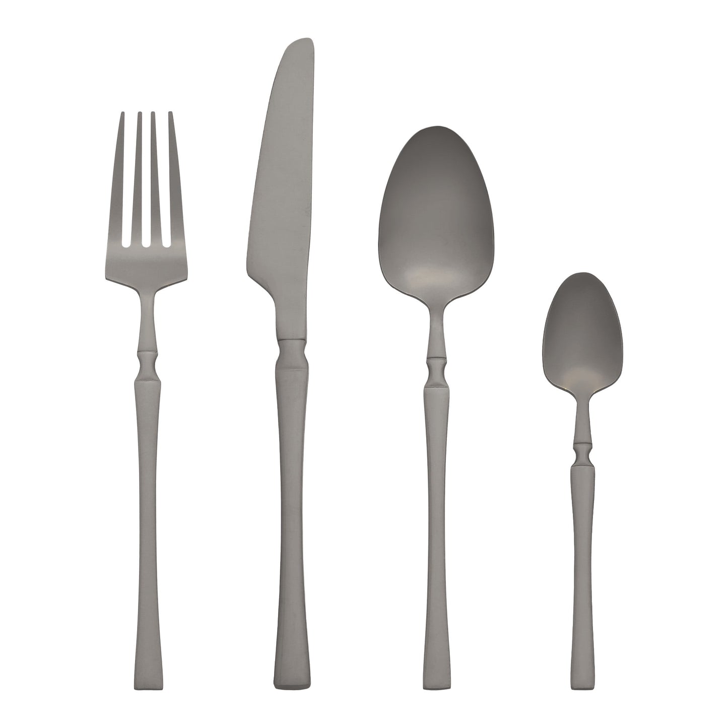 Unique Bargains 20 Pcs Stainless Steel Flatware Set Mirror Polished Cutlery Black