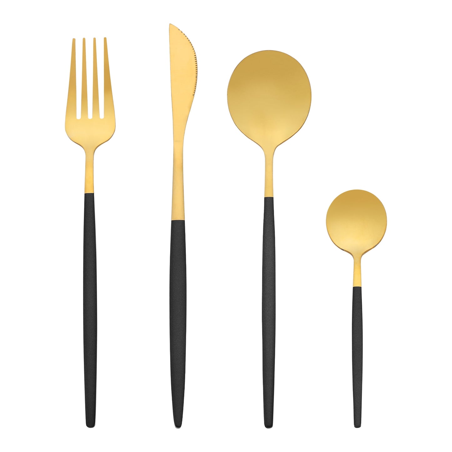 Unique Bargains 20 Pieces Stainless Steel Flatware Set for 5 Black/Gold
