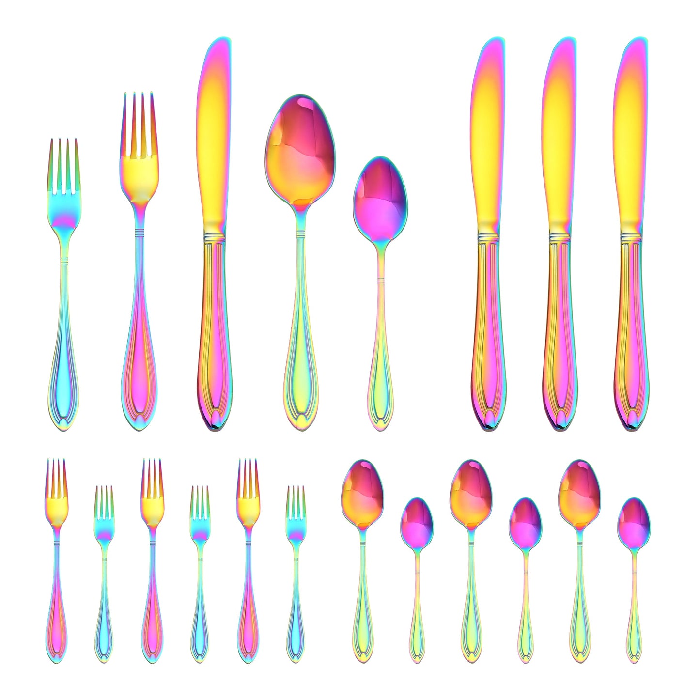 Unique Bargains 20 Pieces Stainless Steel Flatware Silverware Set Colorful