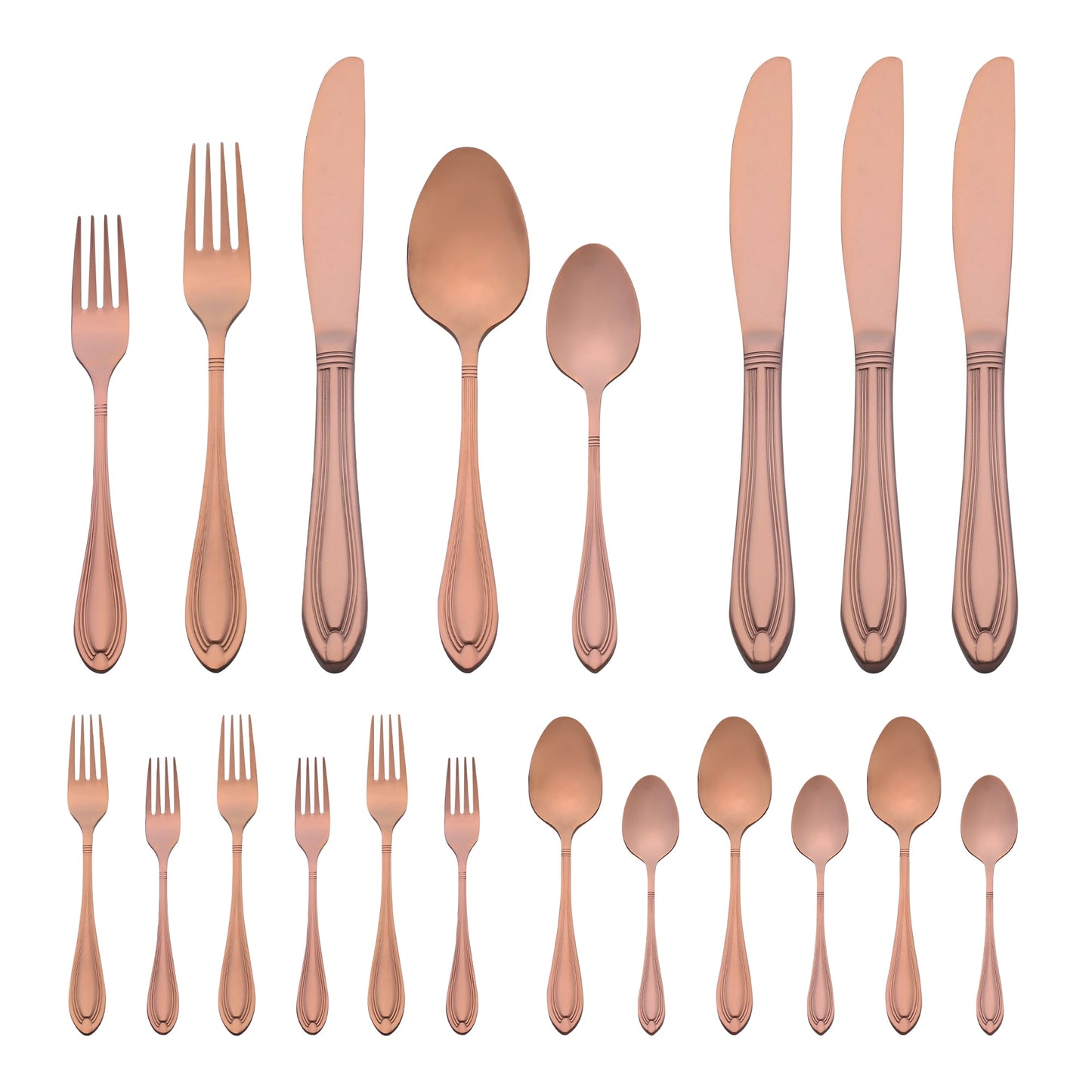 Unique Bargains 20 Pieces Stainless Steel Flatware Silverware Set Rose Gold