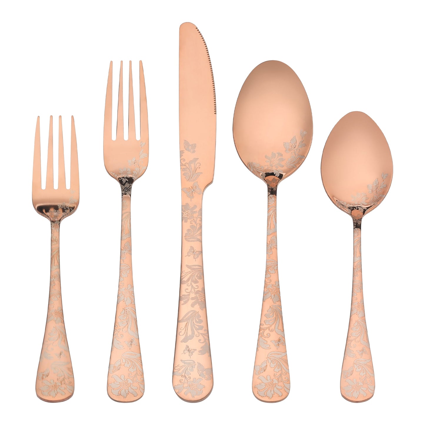 Unique Bargains 20 Pieces Stainless Steel Silverware Set Flatware Set Rose Gold