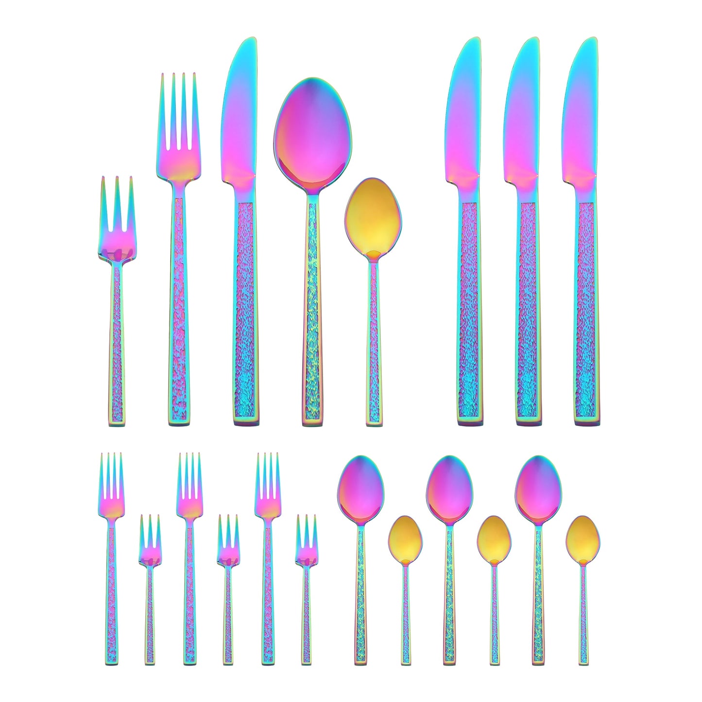 Unique Bargains 20 Pieces Stainless Steel with Texture Flatware Set for 4 Colorful