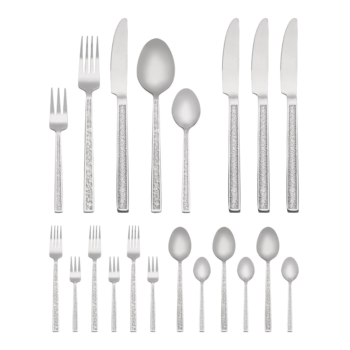 Unique Bargains 20 Pieces Stainless Steel with Texture Flatware Set for 4 Silver